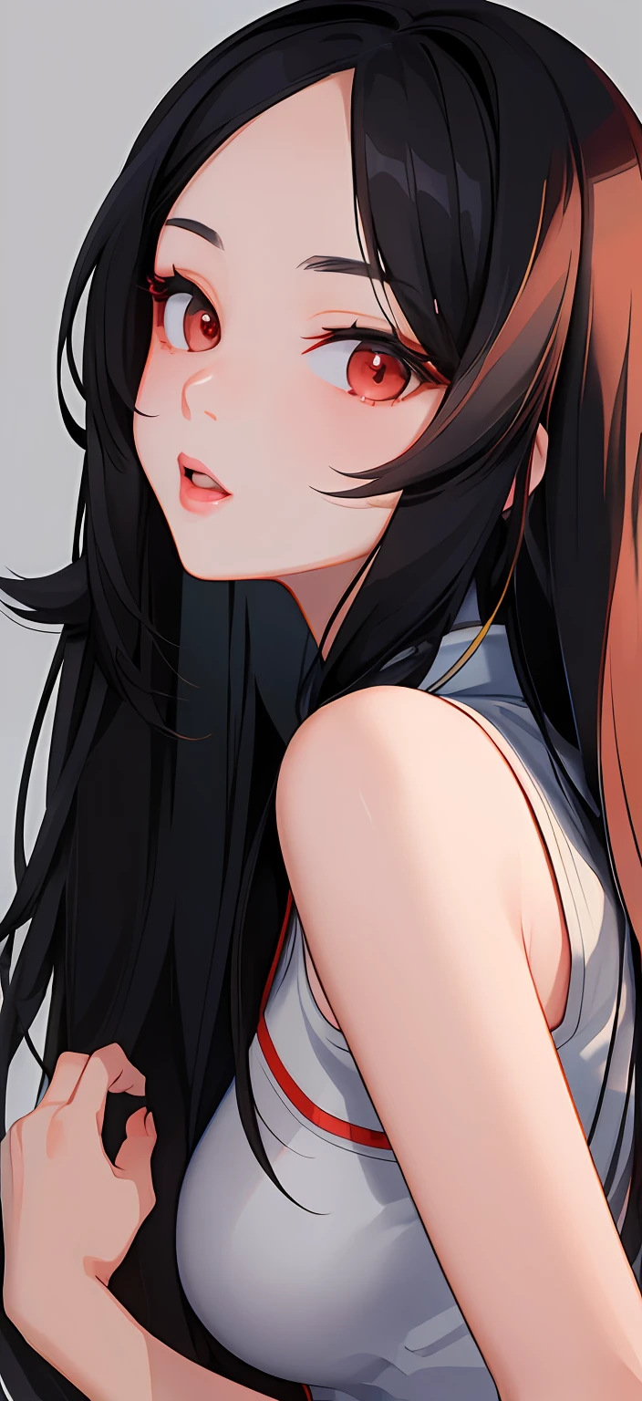 ((masterpiece)),((best quality)), beautiful  Chinese girl,Take a photo with long black hair, 🤤 girl portrait, 8K , Korean girl,  seductive anime girls,