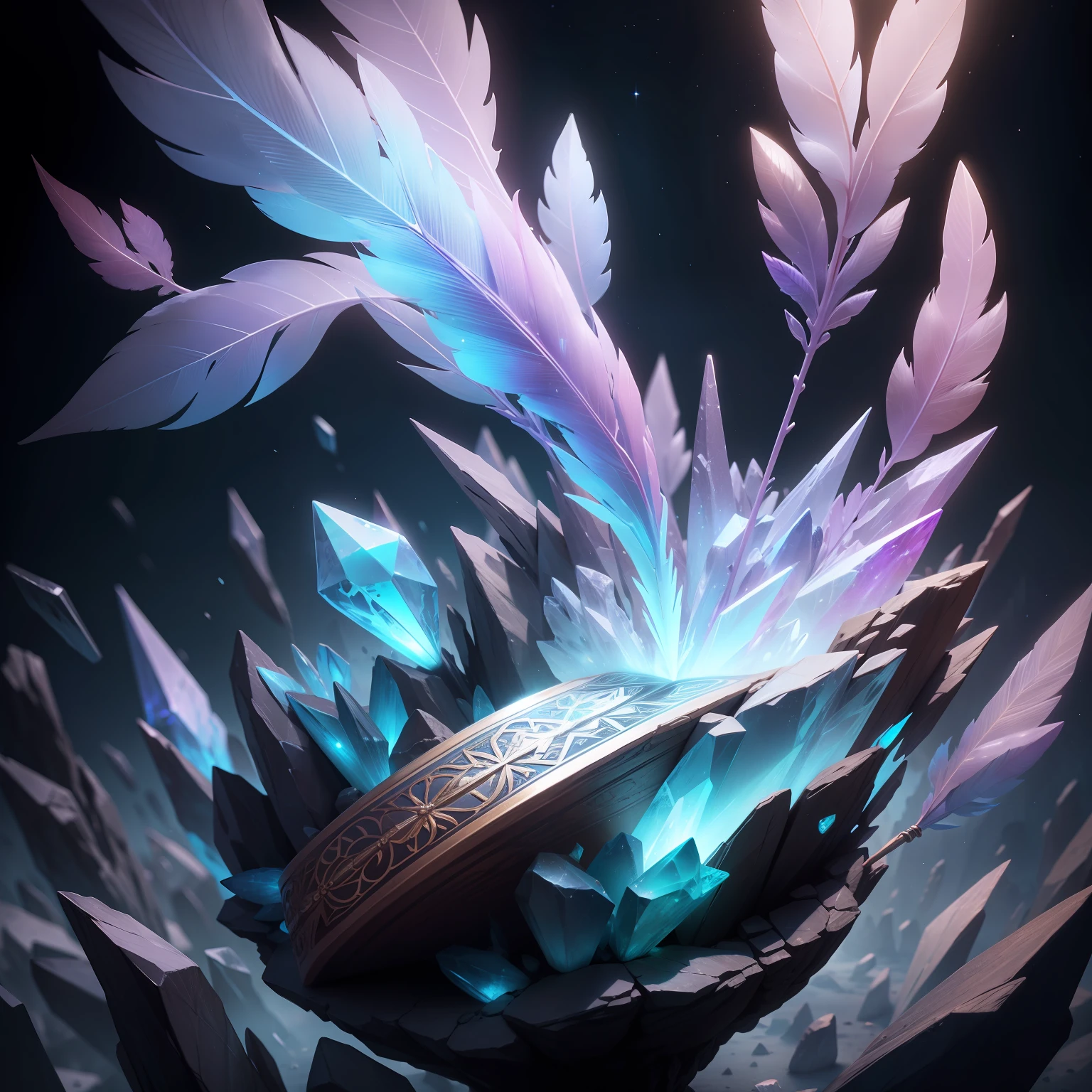 Write a story set in a distant world where inhabitants harness the power of countless crystal feathers for magical purposes."