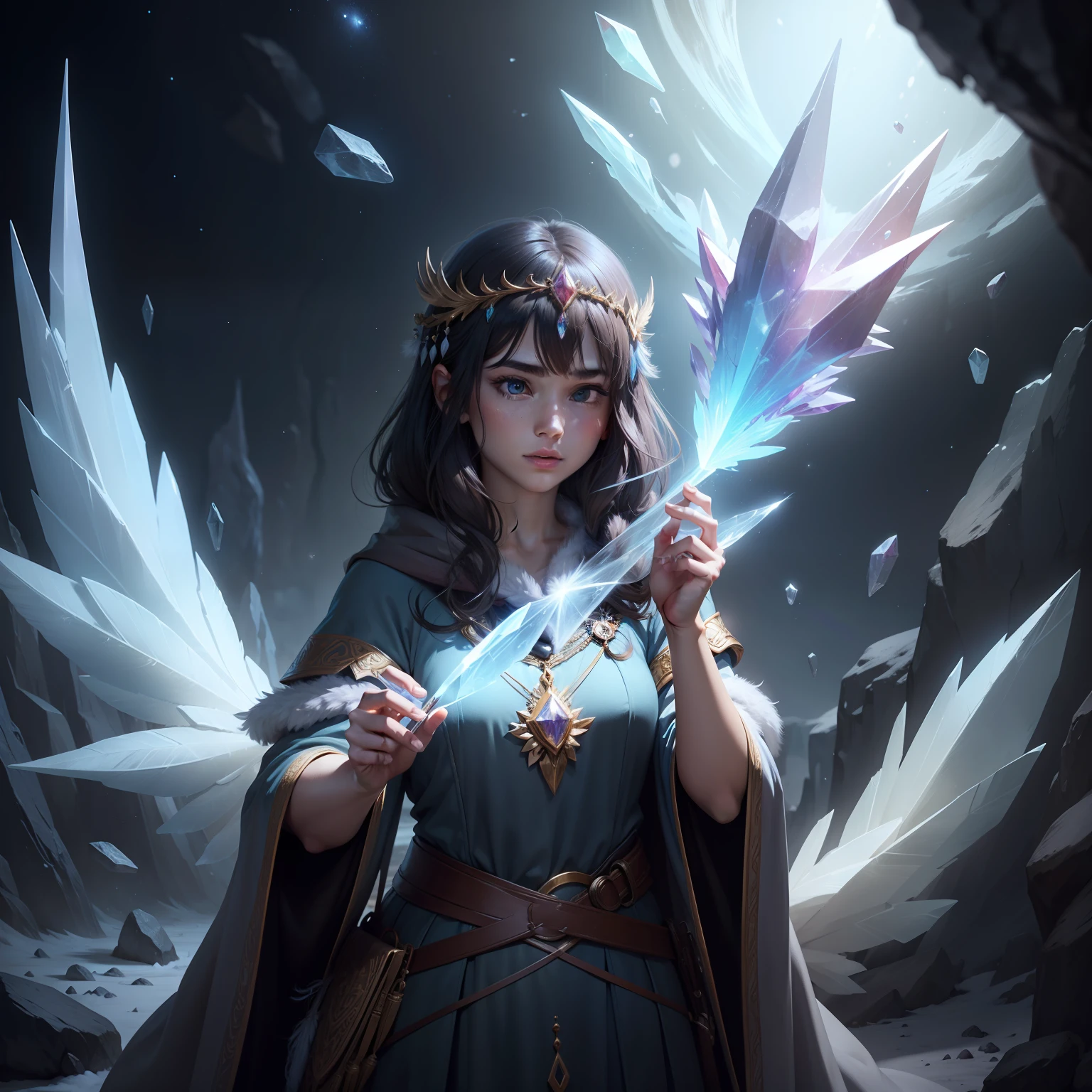 Write a story set in a distant world where inhabitants harness the power of countless crystal feathers for magical purposes."