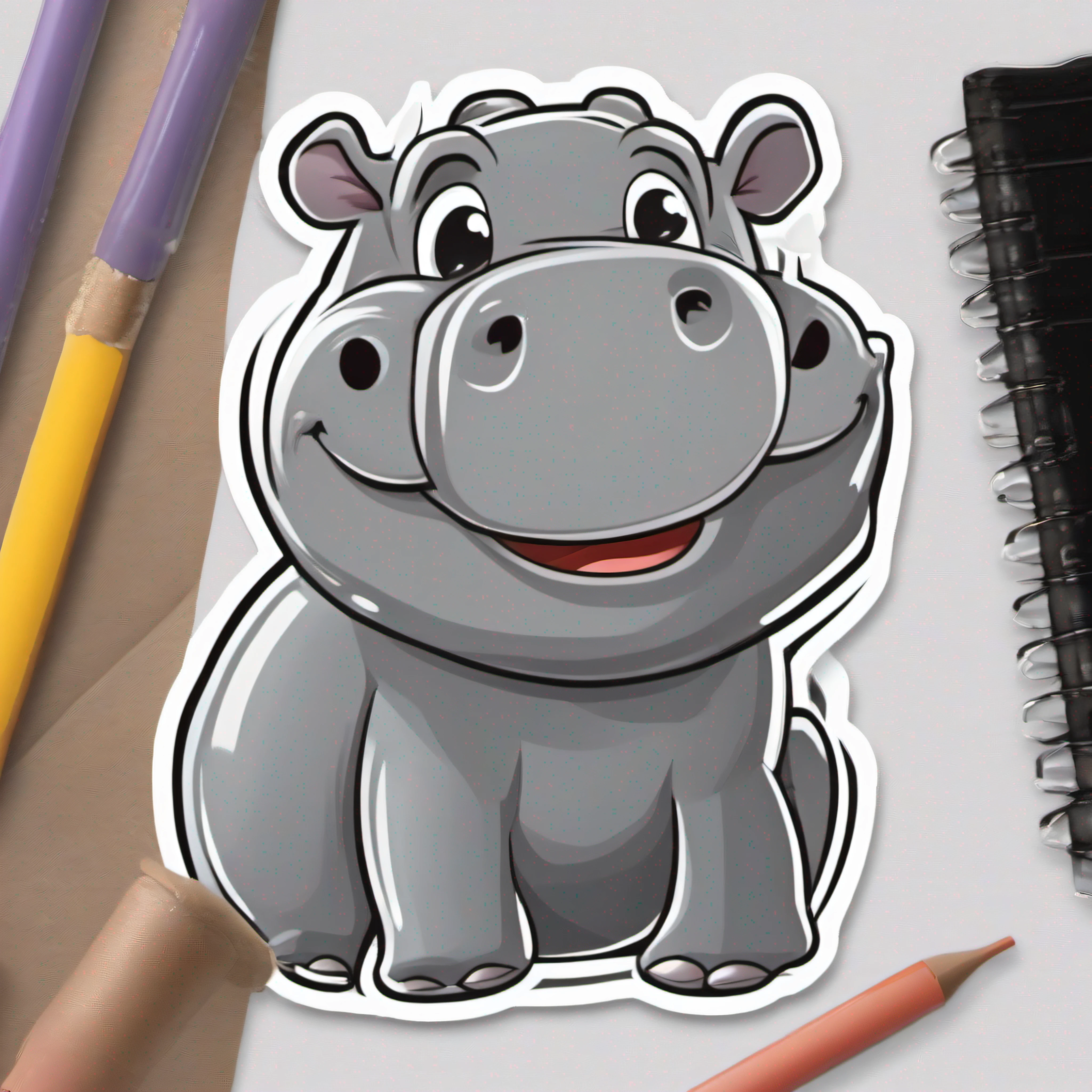 sticker, cartoon hippo with a smile on a white background, hippo, cute cartoon character, cute digital art, “portrait of a cartoon animal, cute detailed digital art, cartoon art style, adorable digital painting, cartoon style illustration, face like hippo, clean cel shaded vector art, cel shaded vector art, cute artwork, vector art style, telegram sticker design, cute single animal