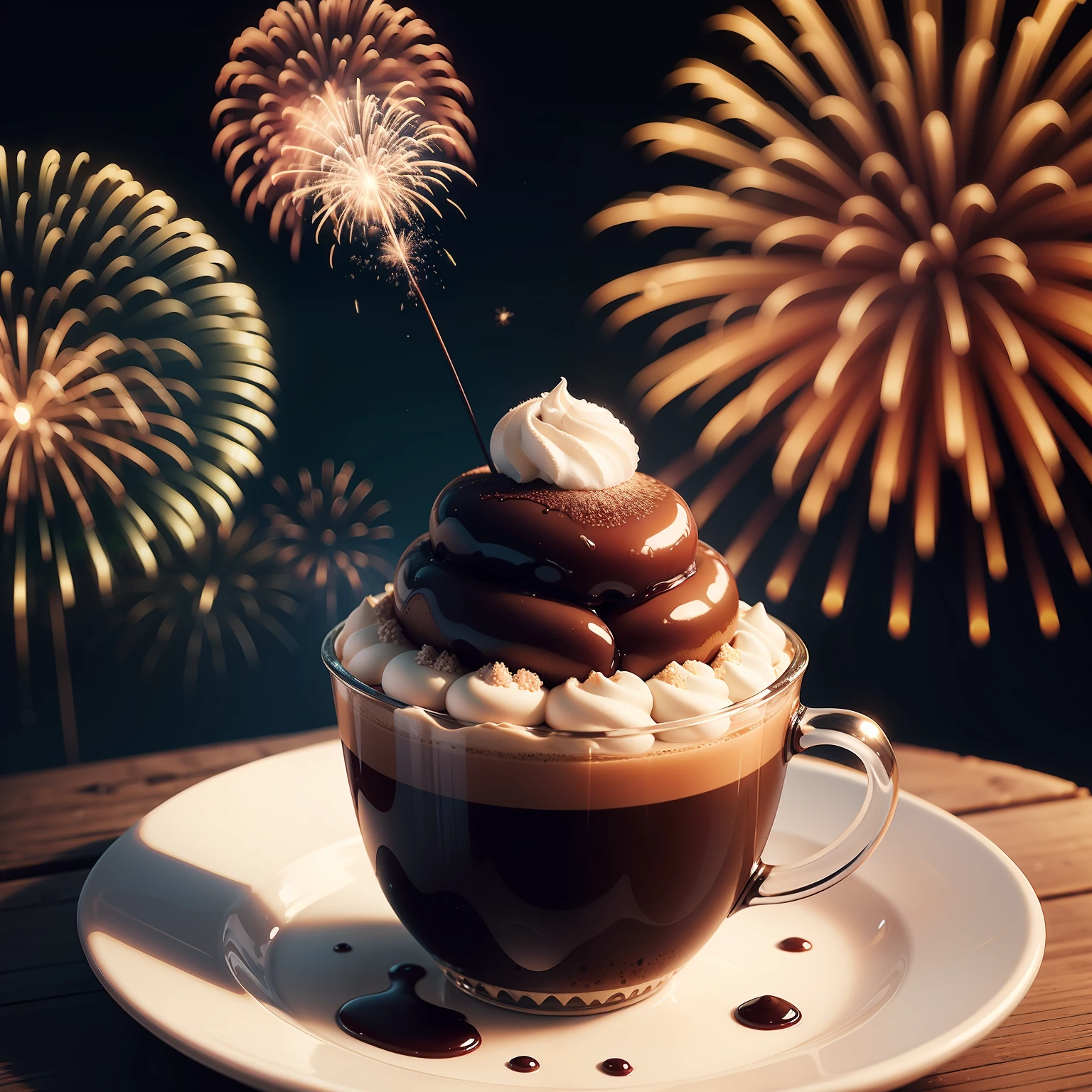 Coffee jelly with fireworks
