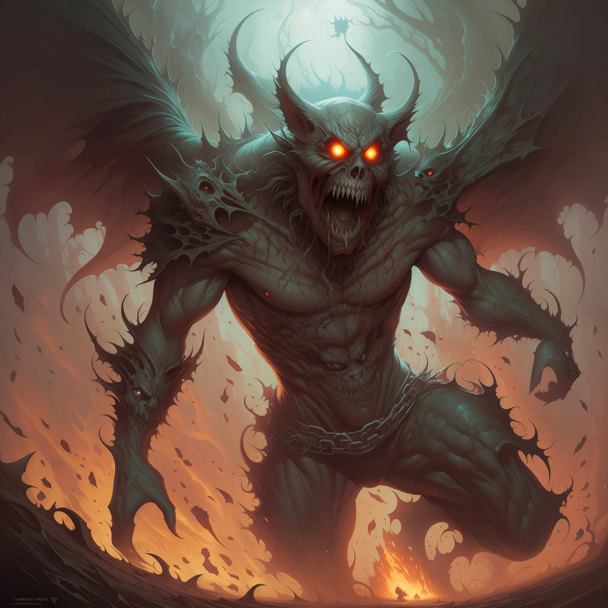 wewulzkz, A terrifying nightmare, Horrible nightmare, A nightmare, horror by James Gurney, Brad Kunkle, Charlie Bauer, Justin Gerard, high detailed digital art, Artstation, Horrorcore