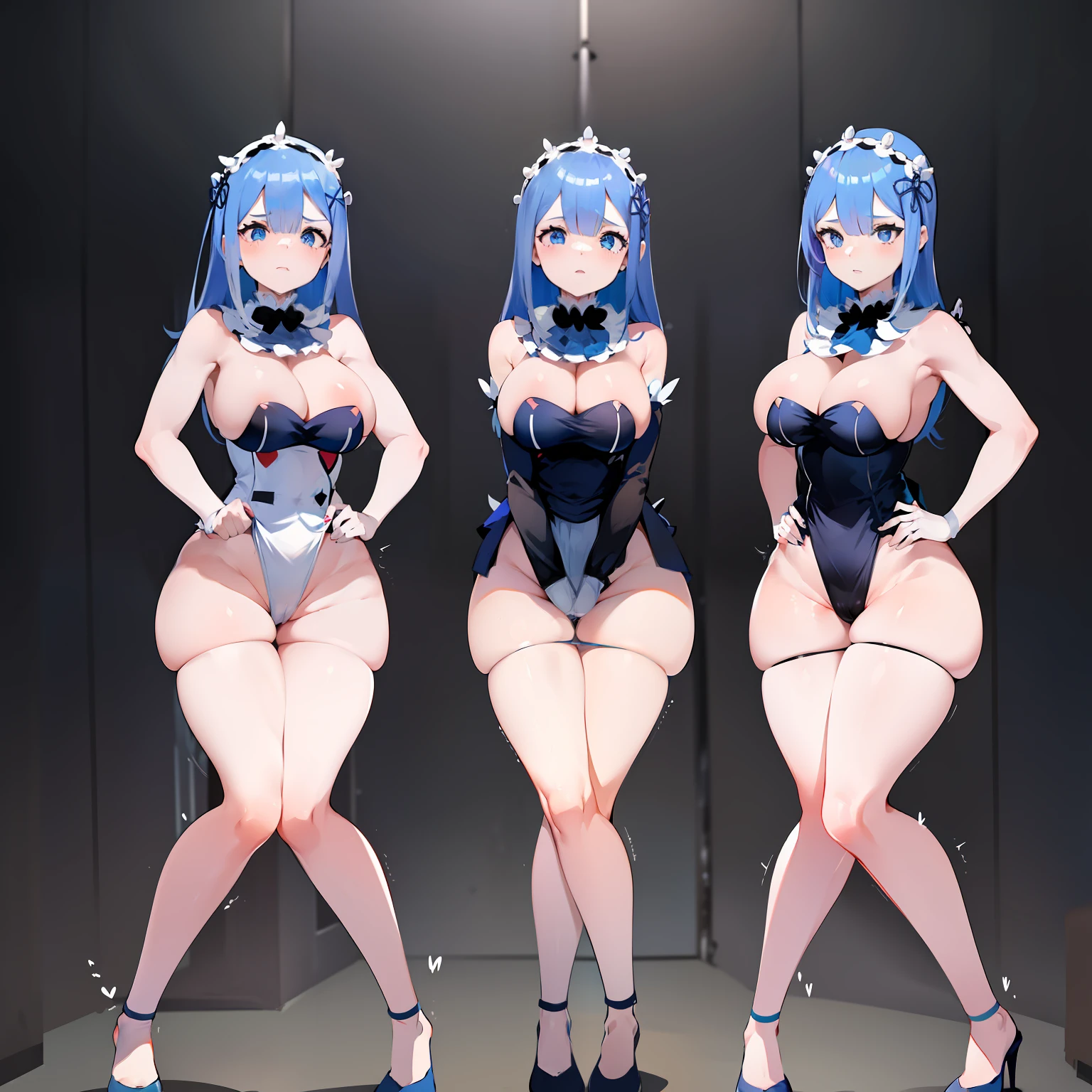 Rem (re:zero) 1girls ass blue eyes blue hair breasts dat ass female hips huge ass huge breasts fair skin fair skin female huge ass short thighs thick thighs wide hips