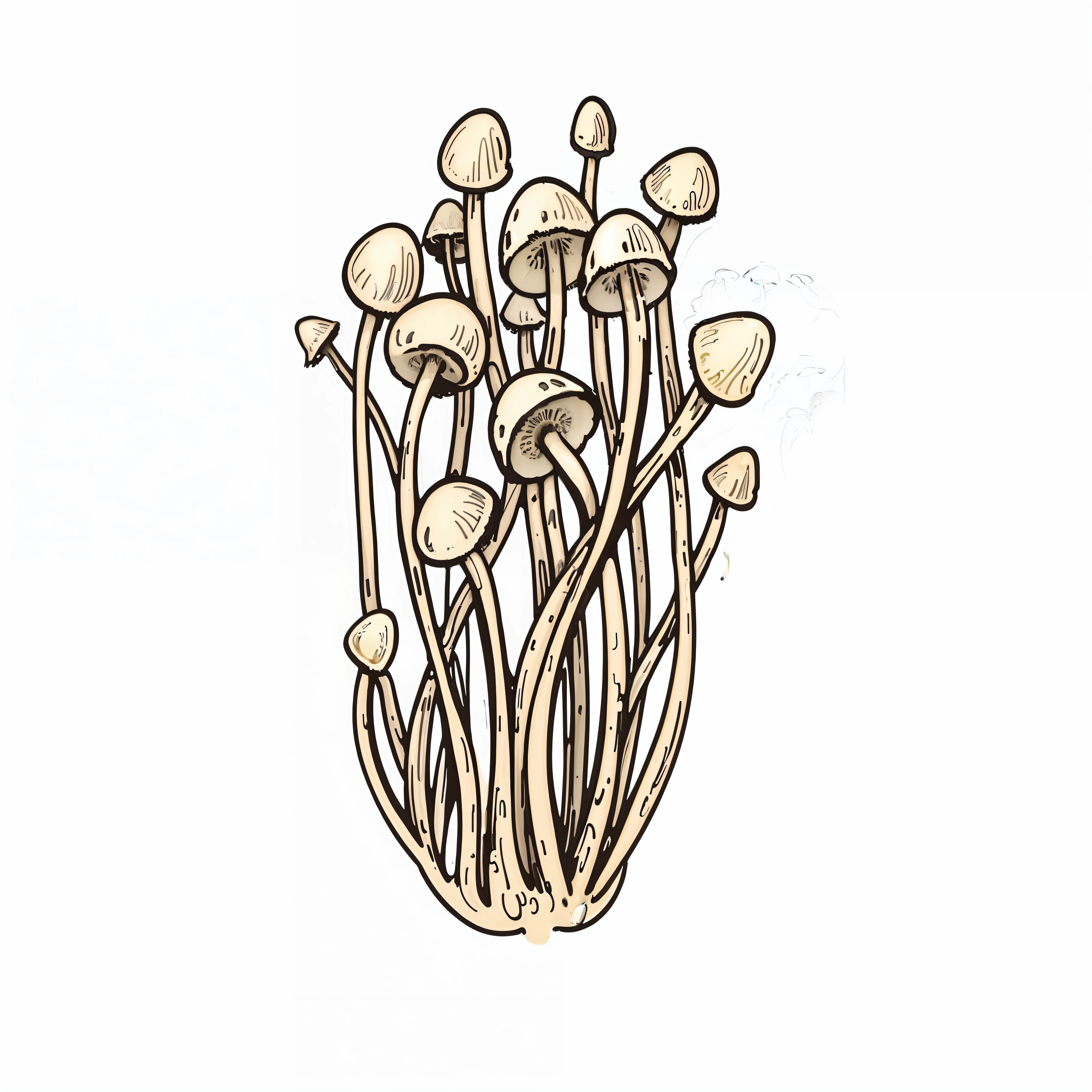 (Super detailed illustration, best quality, masterpiece), with a mushroom theme and macro style, on the basis of the long-necked mushroom, long-tailed mushroom, with dark mushrooms and Amanita mushrooms, the mycologist team carried out magical research for this, presenting the details of the mushrooms in detail, especially Amanita poison fly, which was impressive. The digital illustrations are fine, oversized eyes, human-like expressions, and dark mushrooms play an important role in them. "