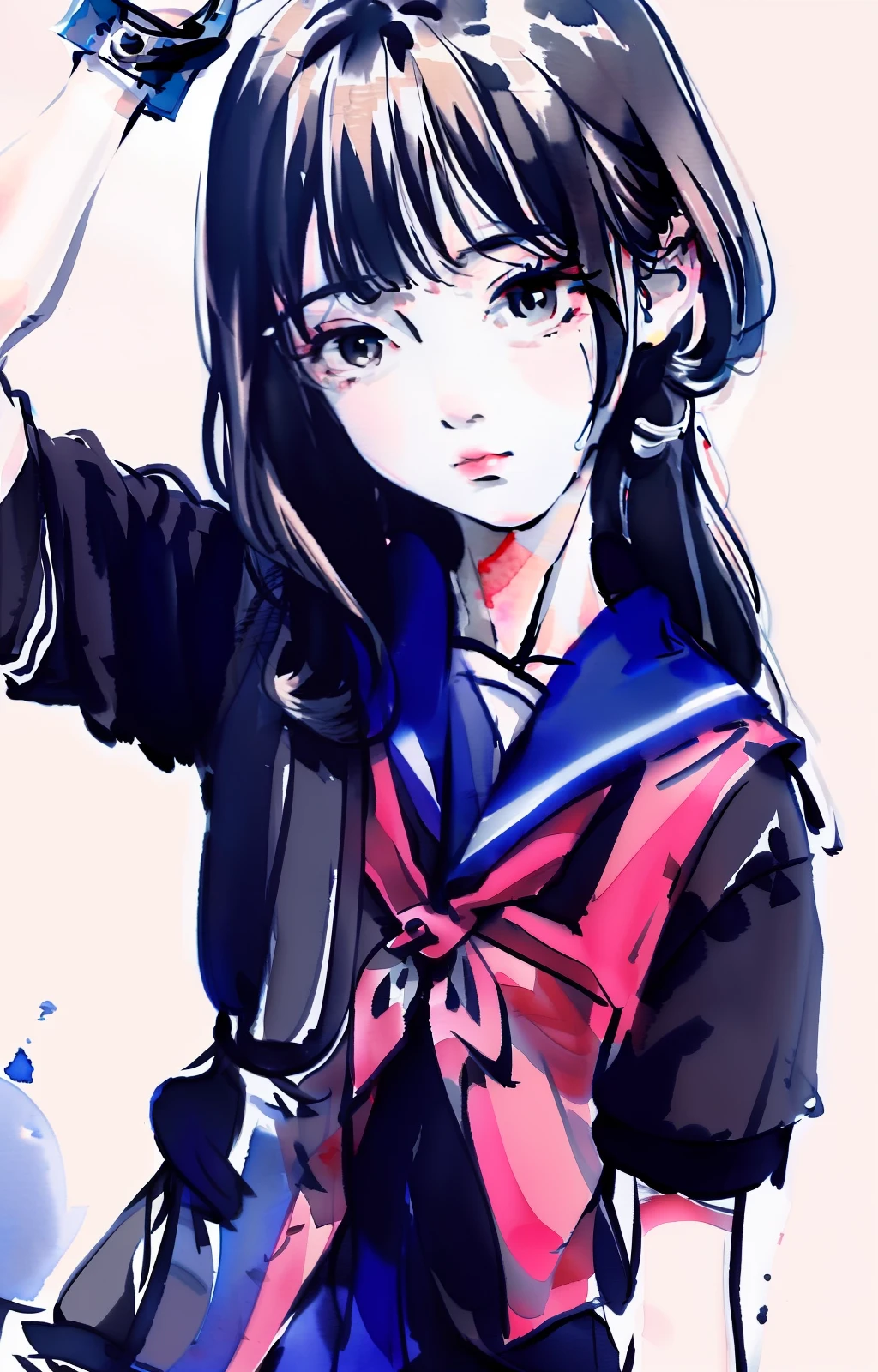 ink and watercolor painting,teens girl,China-style