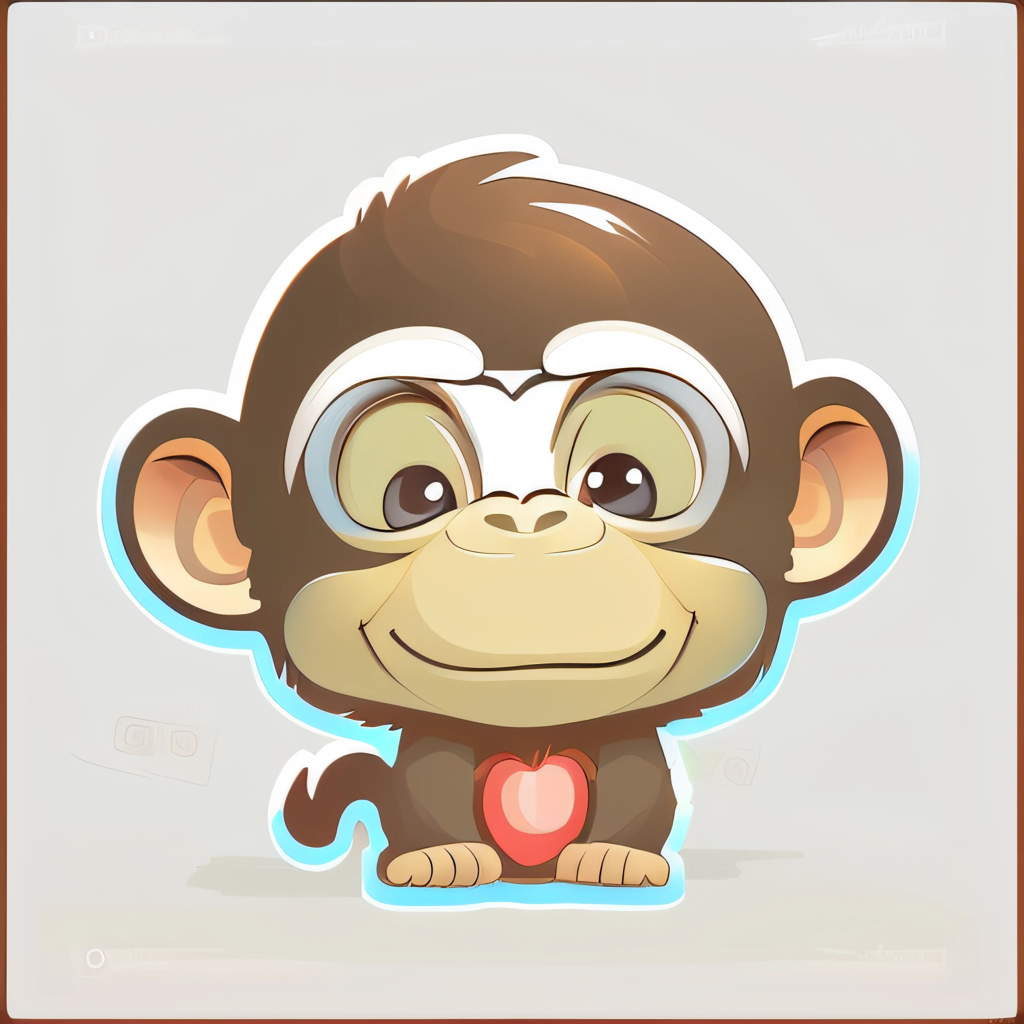 cartoon monkey with a big smile on a white background, monkey, cute cartoon character, cute digital art, “portrait of a cartoon animal, cute detailed digital art, cartoon art style, adorable digital painting, cartoon style illustration, face like monkey, cute artwork, cel shaded vector art, clean cel shaded vector art, vector art style, telegram sticker design, cute animal