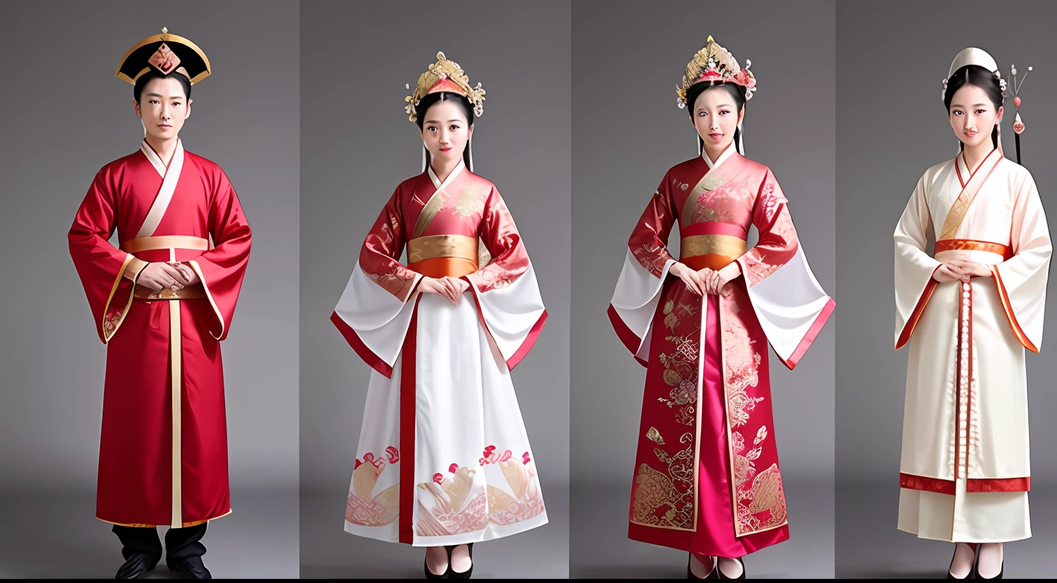 Tang dynasty clothing,Two characters, One man and one woman,Back to back,Fairy air fluttering