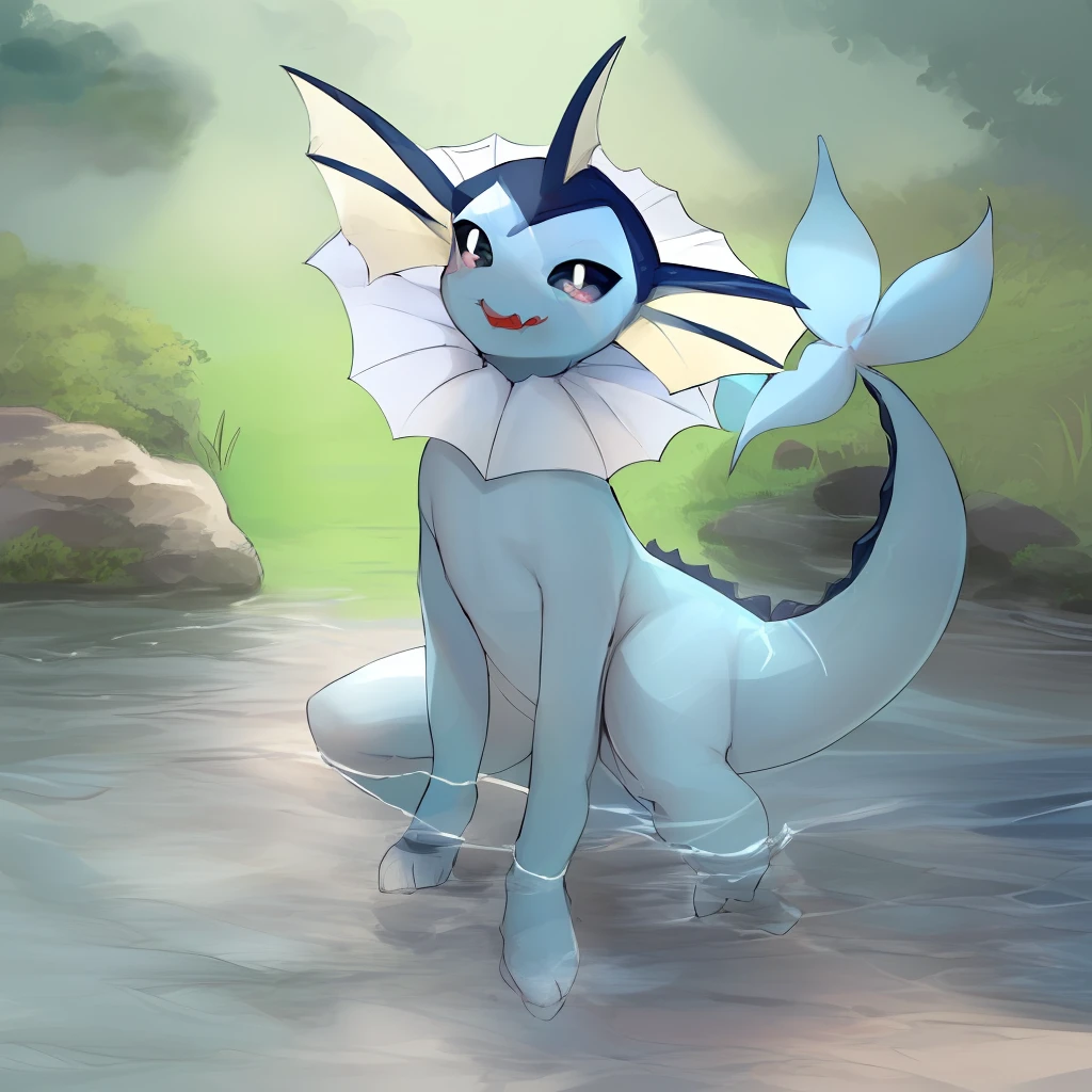 vaporeon, detailed, masterpiece, (nsfw), (RAW PHOTO), teasing, animal, pokemon, highres, furry, furry_female, pokemon_(creature), no_humans, zoo, highres