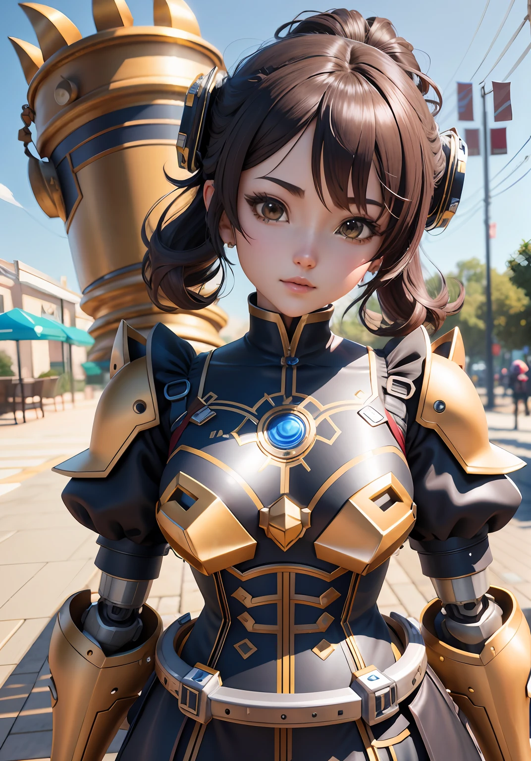 Close up of robot model holding sword, anime styled 3d, render of a cute 3d anime girl, Stylized anime, 2. 5 d cgi anime fantasy artwork, 8k high quality detailed art, 4 k octan render, Detailed Digital Anime Art, 3d anime girl, anime highly detailed, 3 d render character art 8 k