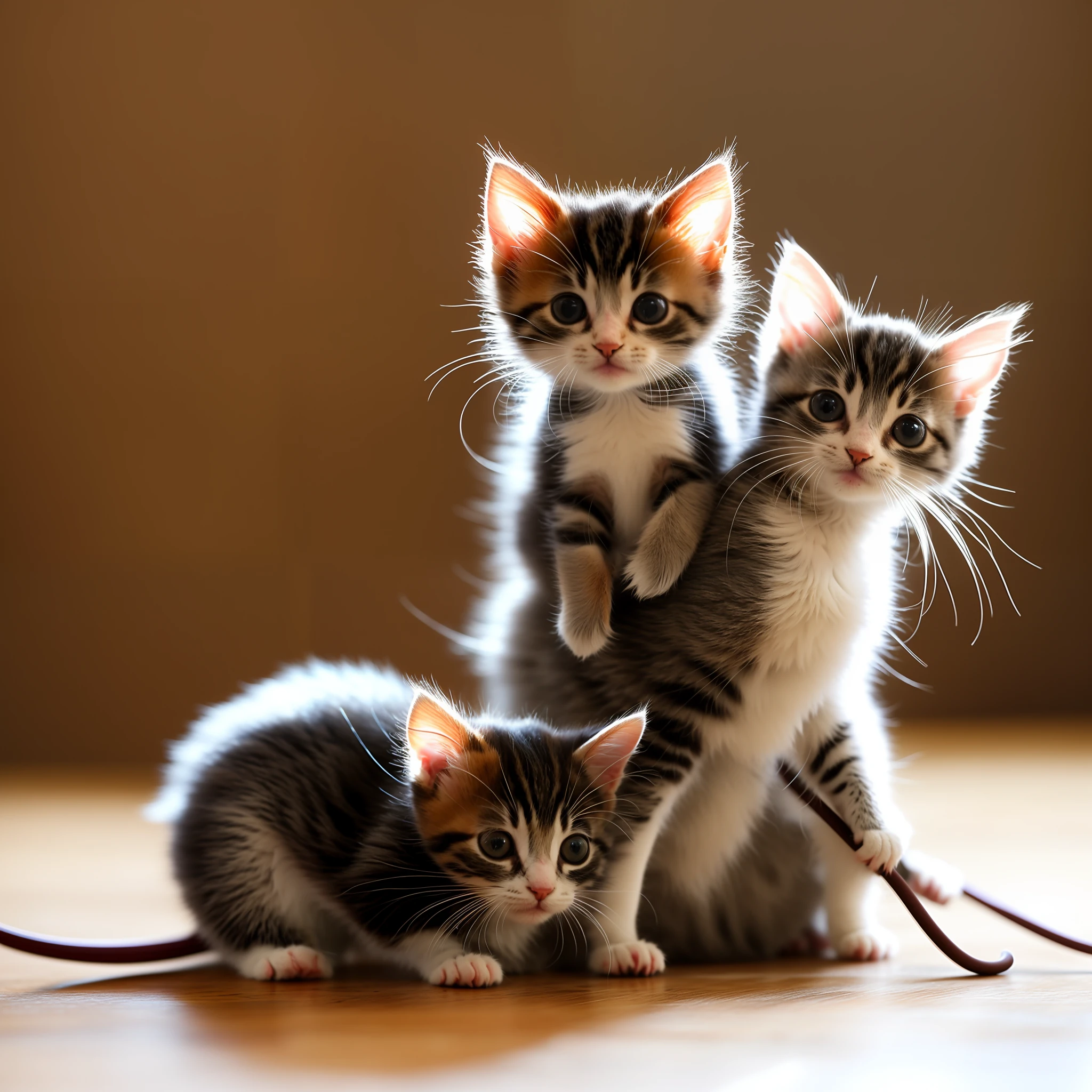Kitten riding mouse