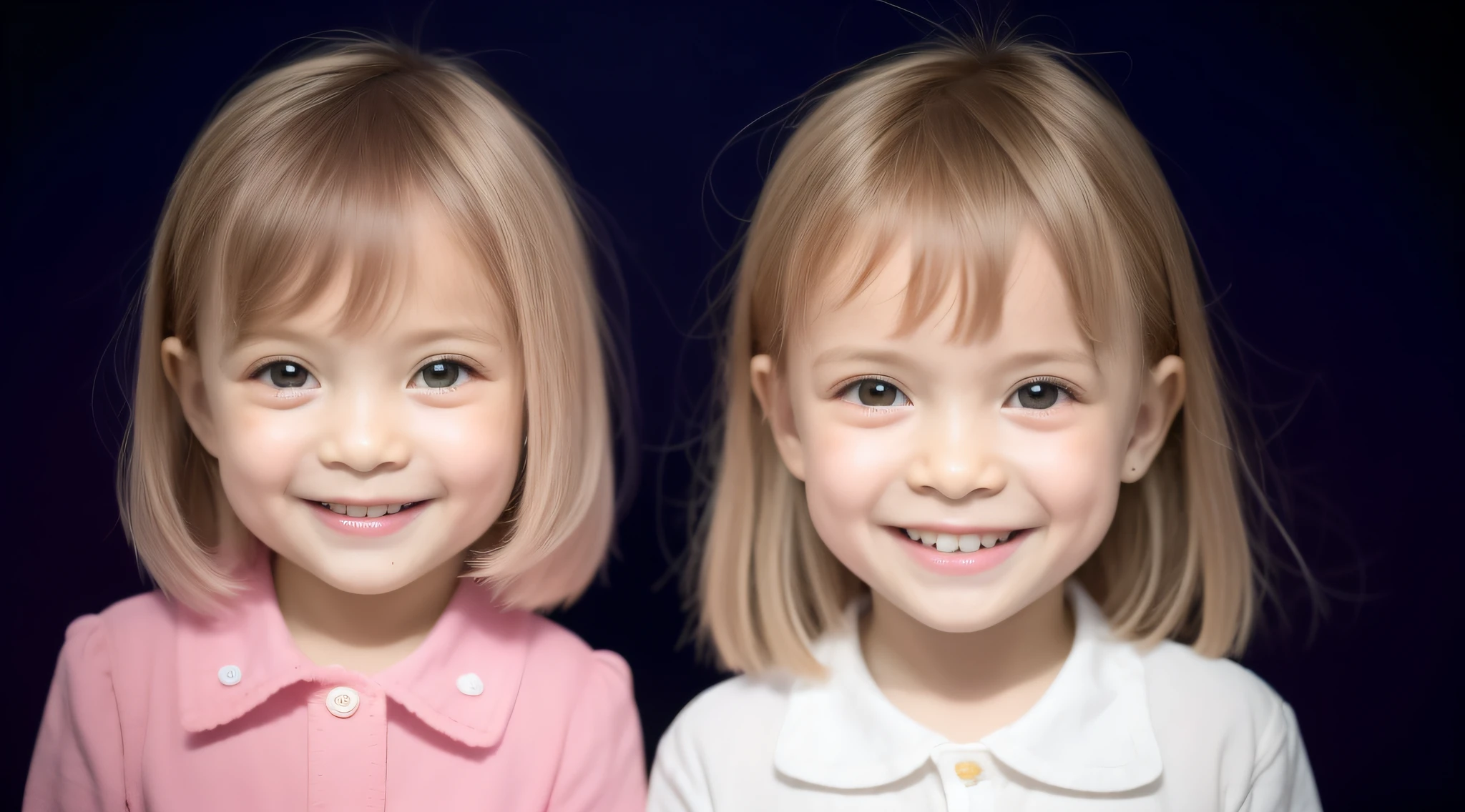 Estilo moderno, fundo branco, children's identification photo, bonito, sorridente, olhos escuros, cabelo curto, gravata borboleta, claro, de alta qualidade, soft PINK lights in children's hair.