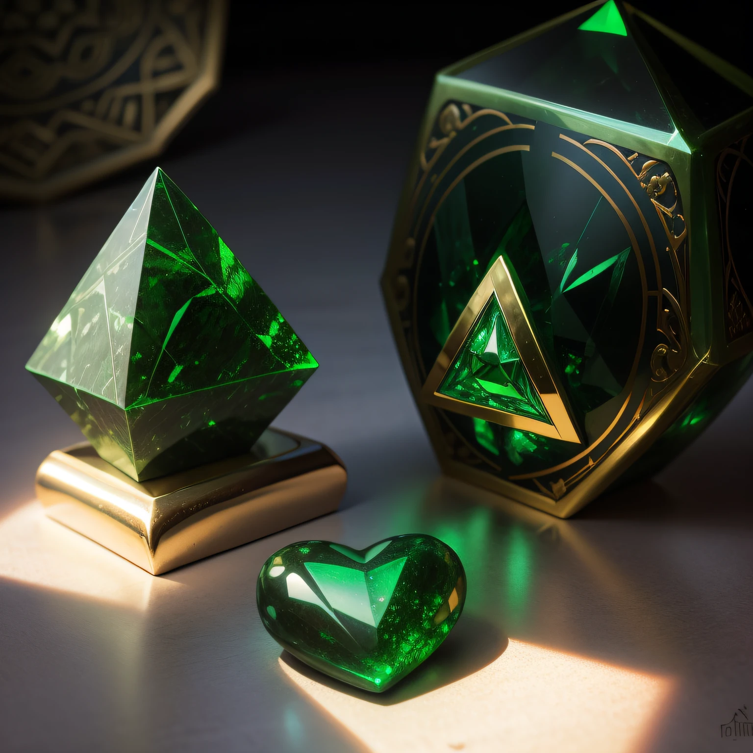 dreamlike art, Emerald Stone Heart, orgonite verde, piramide verde