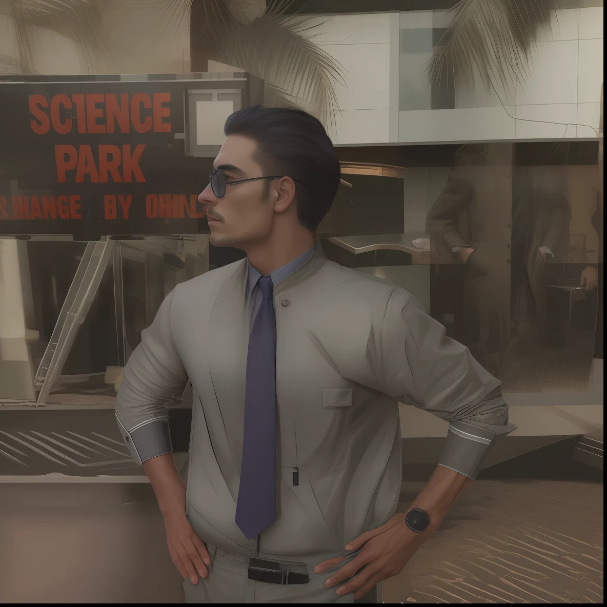 a man standing in coat and pant, photo realistic