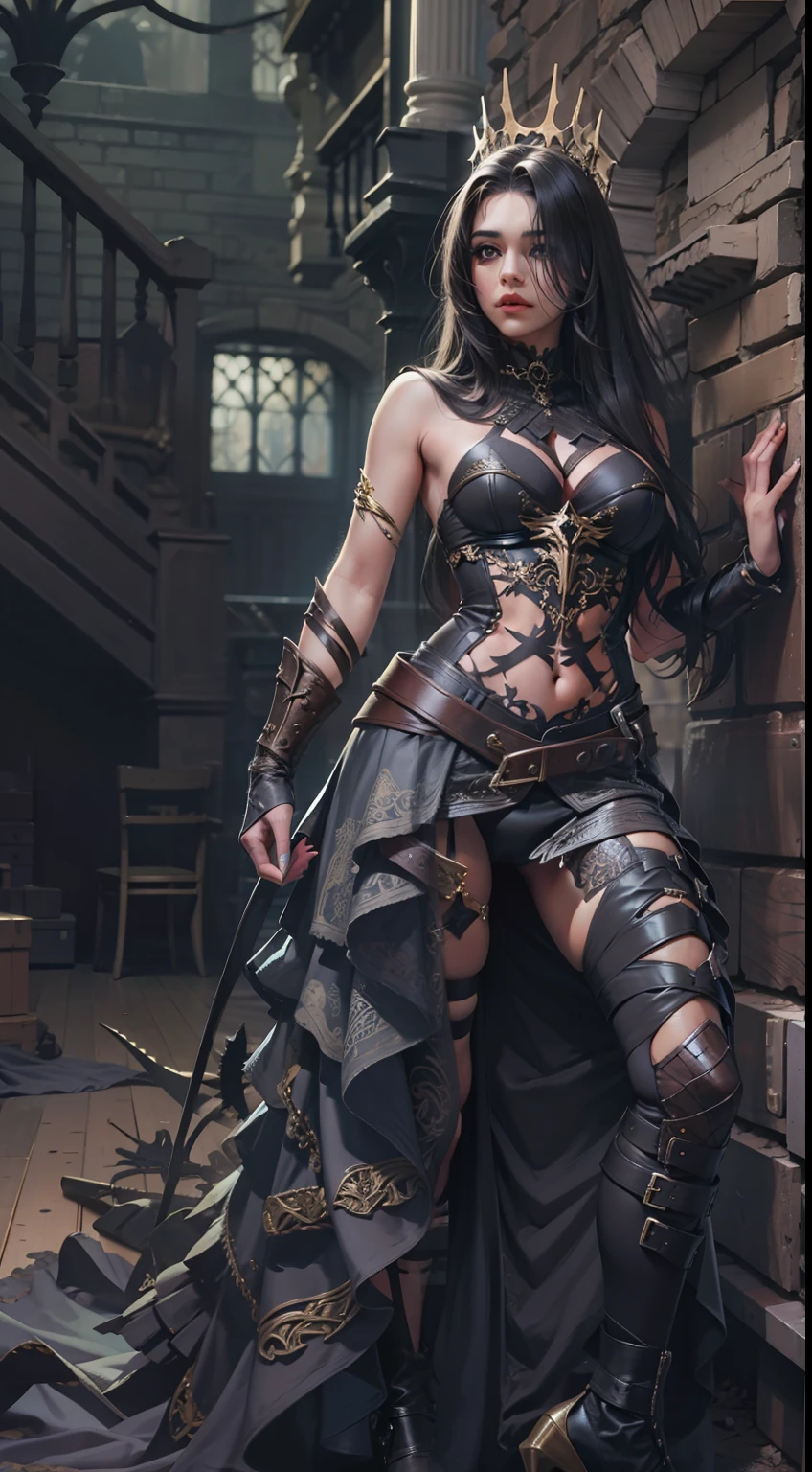 Beautiful woman in insanely intricate Slayer Outfit