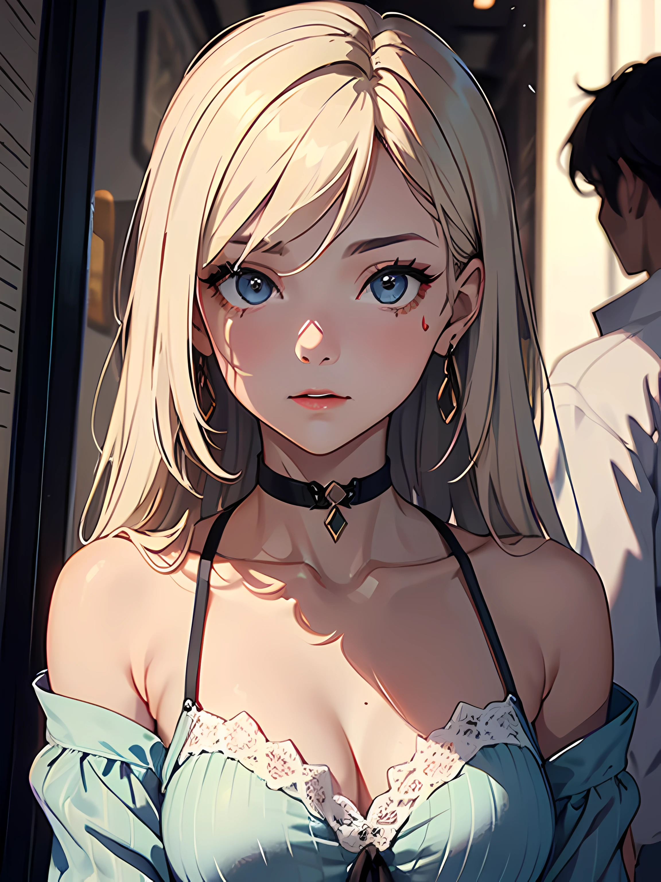 Works of masters,Best image quality,Higher quality,high detal,超高分辨率,8K分辨率,bust,exquisite facial features,s the perfect face,Glowing skin,((femele)),(solo person),(long whitr hair),(Hair over the shoulder),(Summer dress),(((Facing the viewer))),(Women in the workplace)