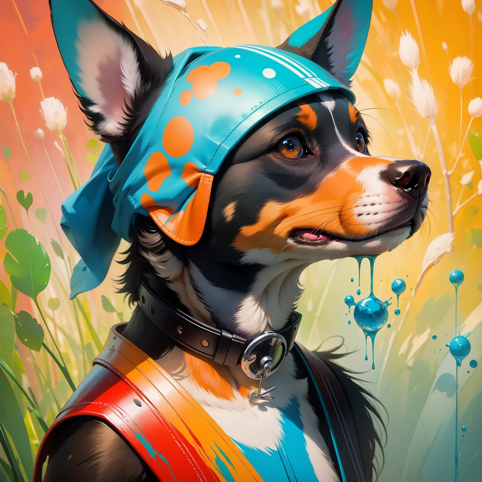 Acrylic dog painting humanoid animal full-color oil painting