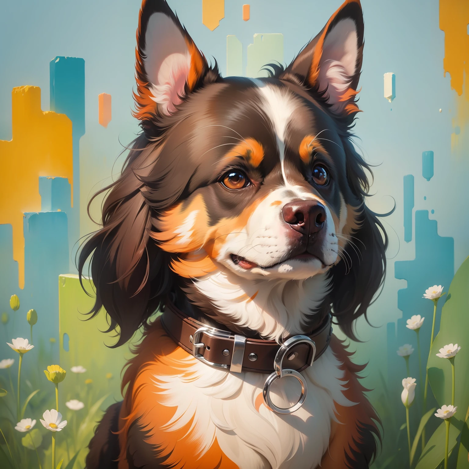Acrylic dog painting humanoid animal full-color oil painting