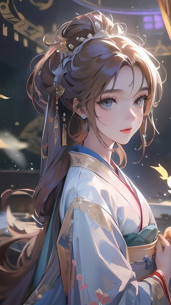Best quality at best,tmasterpiece,illustratio,an extremely delicate and beautiful,The is very detailed,CG,unity,8k wallpaper,astounding,finely detailled,tmasterpiece,Best quality at best,offcial art,Very detailed CG unity 8k wallpaper,absurderes,Incredibly Ridiculous res,hugefilesize,ultra - detailed,A high resolution,The is very detailed,Beautiful detailed girl,very detailed eyes and faces,beatiful detailed eyes,light in face,(Hanfu:1.1),1girll,full bodyesbian,full bodyesbian,shot of,,tmasterpiece,1girll,独奏,brunette color hair,white dresses,,white thighhig,lake,dampness