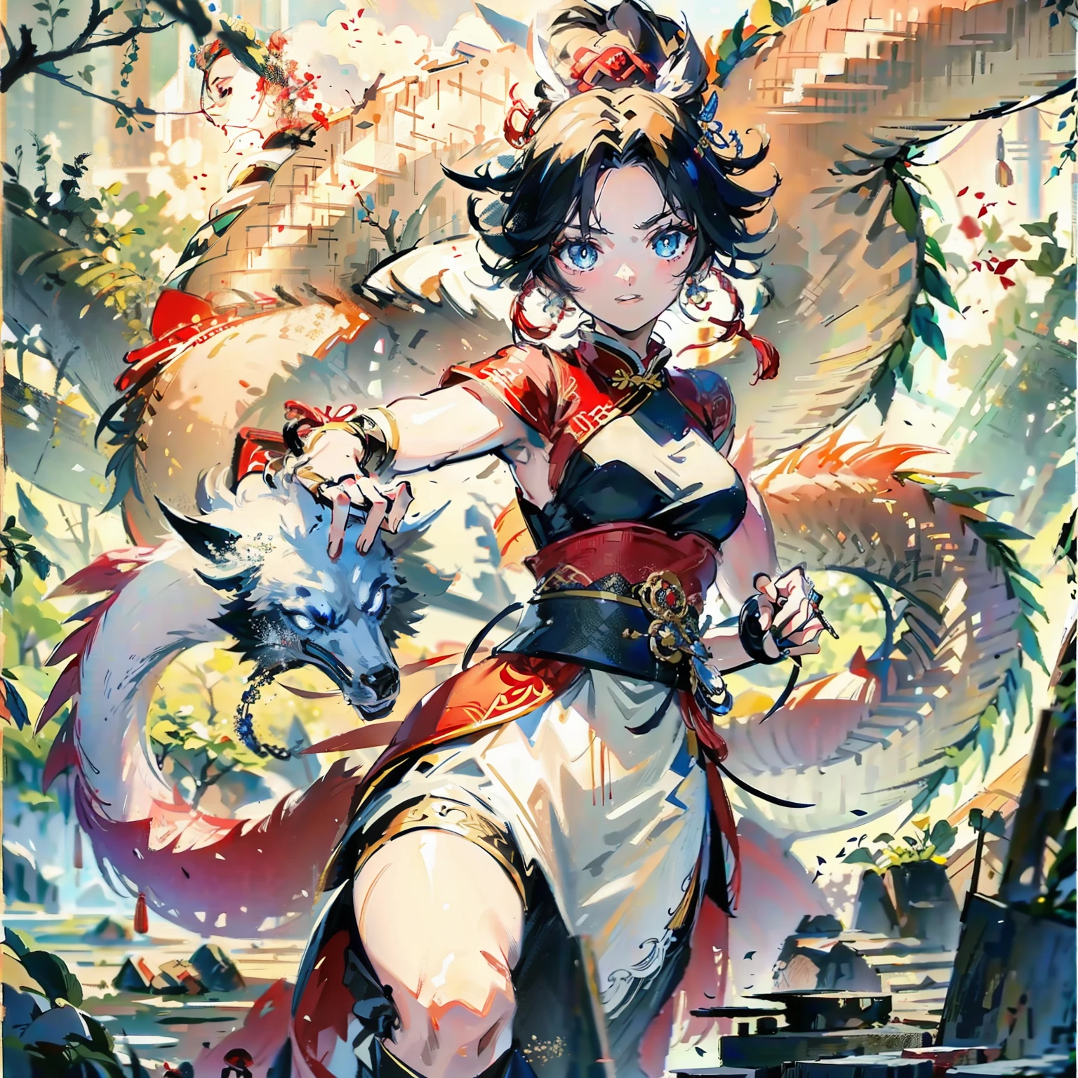 Ancient Chinese maiden draws her sword