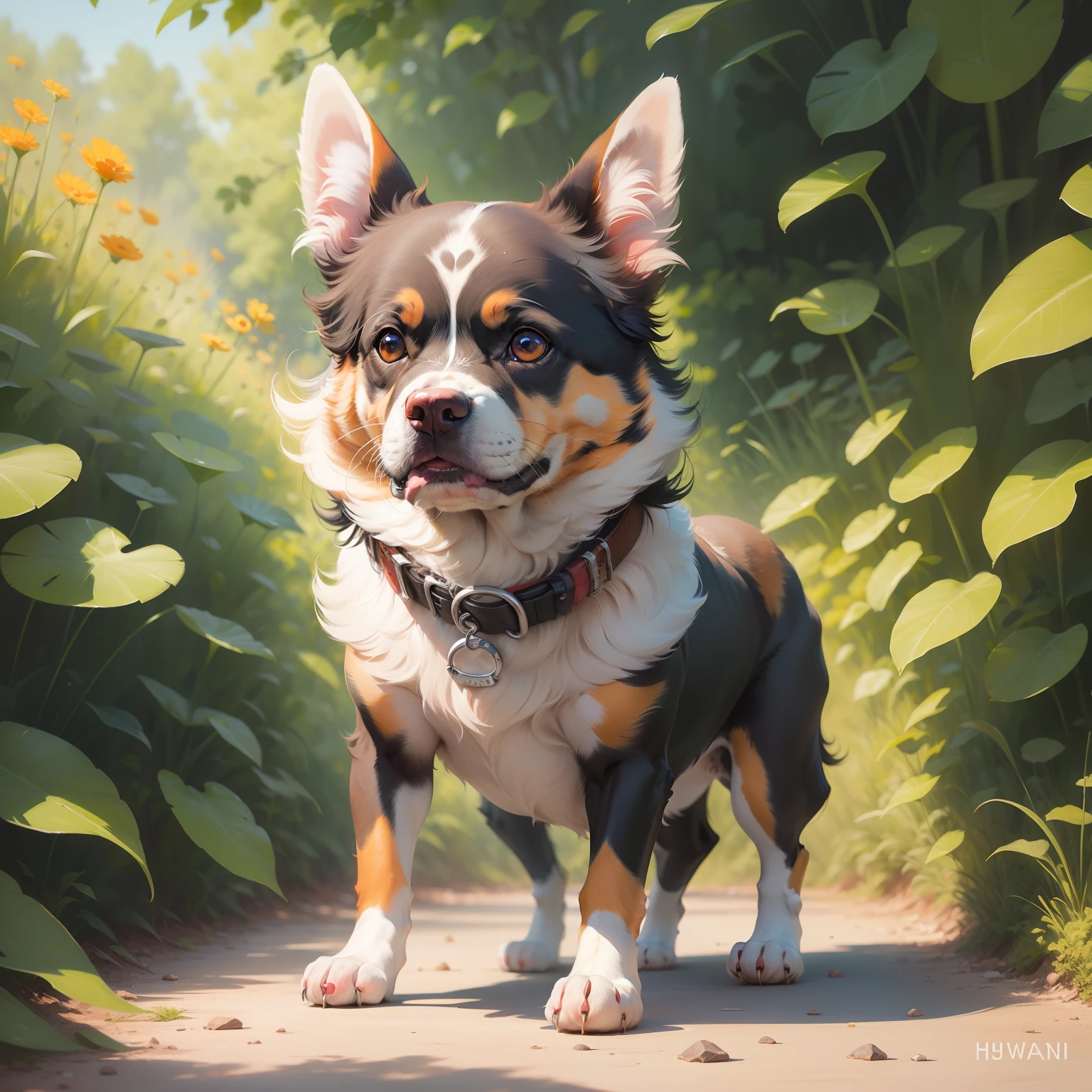 Acrylic dog painting humanoid animal full color oil painting
