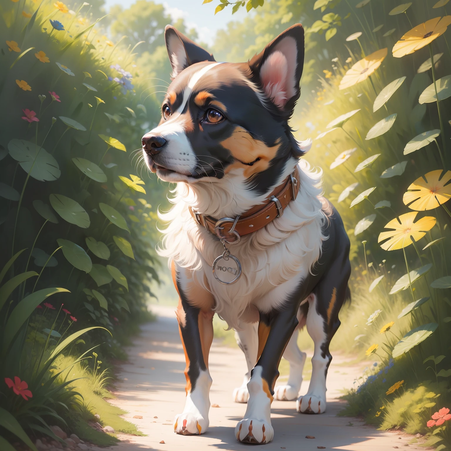 Acrylic dog painting humanoid animal full color oil painting
