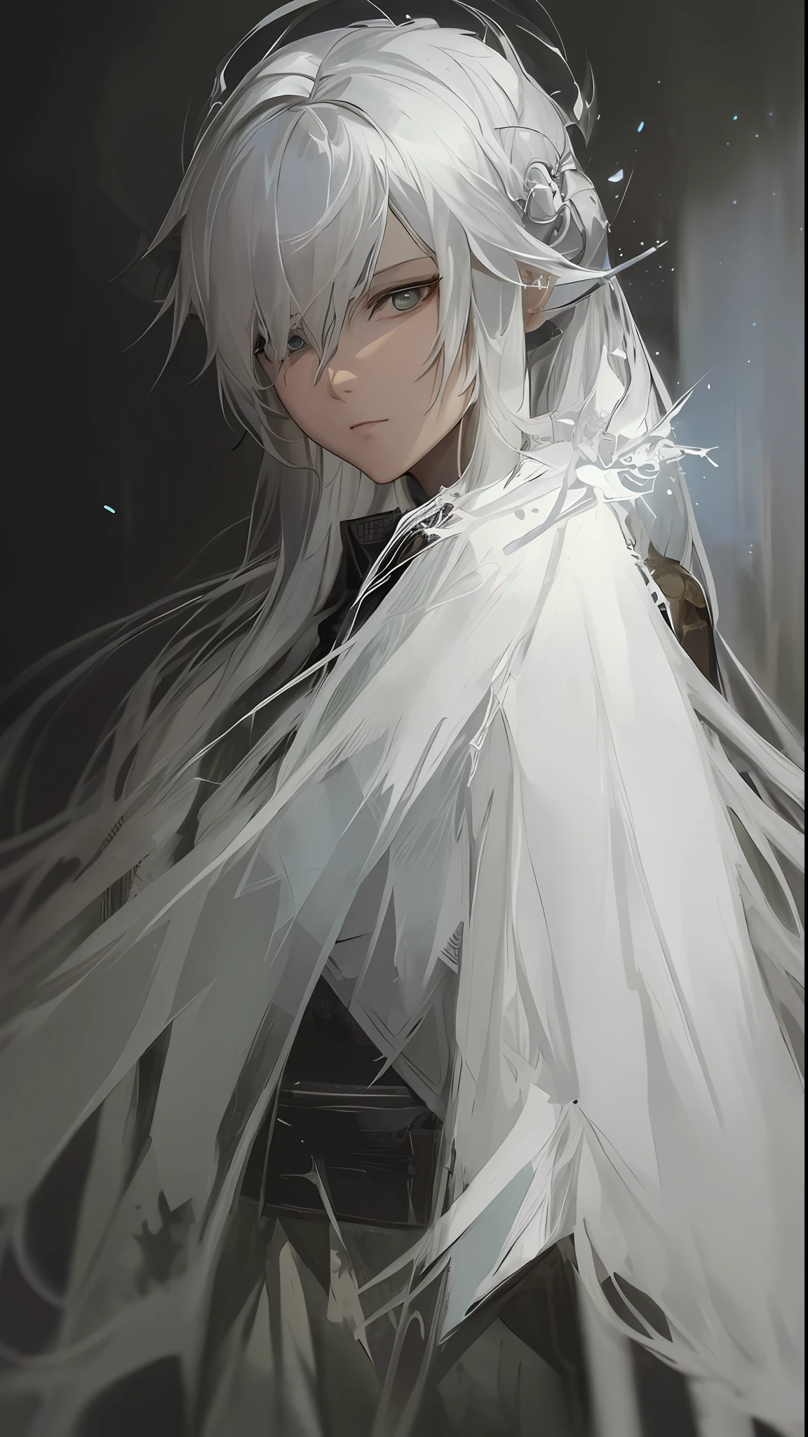 a close up of a person with white hair and a sword, white haired deity, with white long hair, with long white hair, artwork in the style of guweiz, white haired, guweiz, handsome guy in demon slayer art, beautiful character painting, by Yang J, white-haired, guweiz on pixiv artstation, anime character