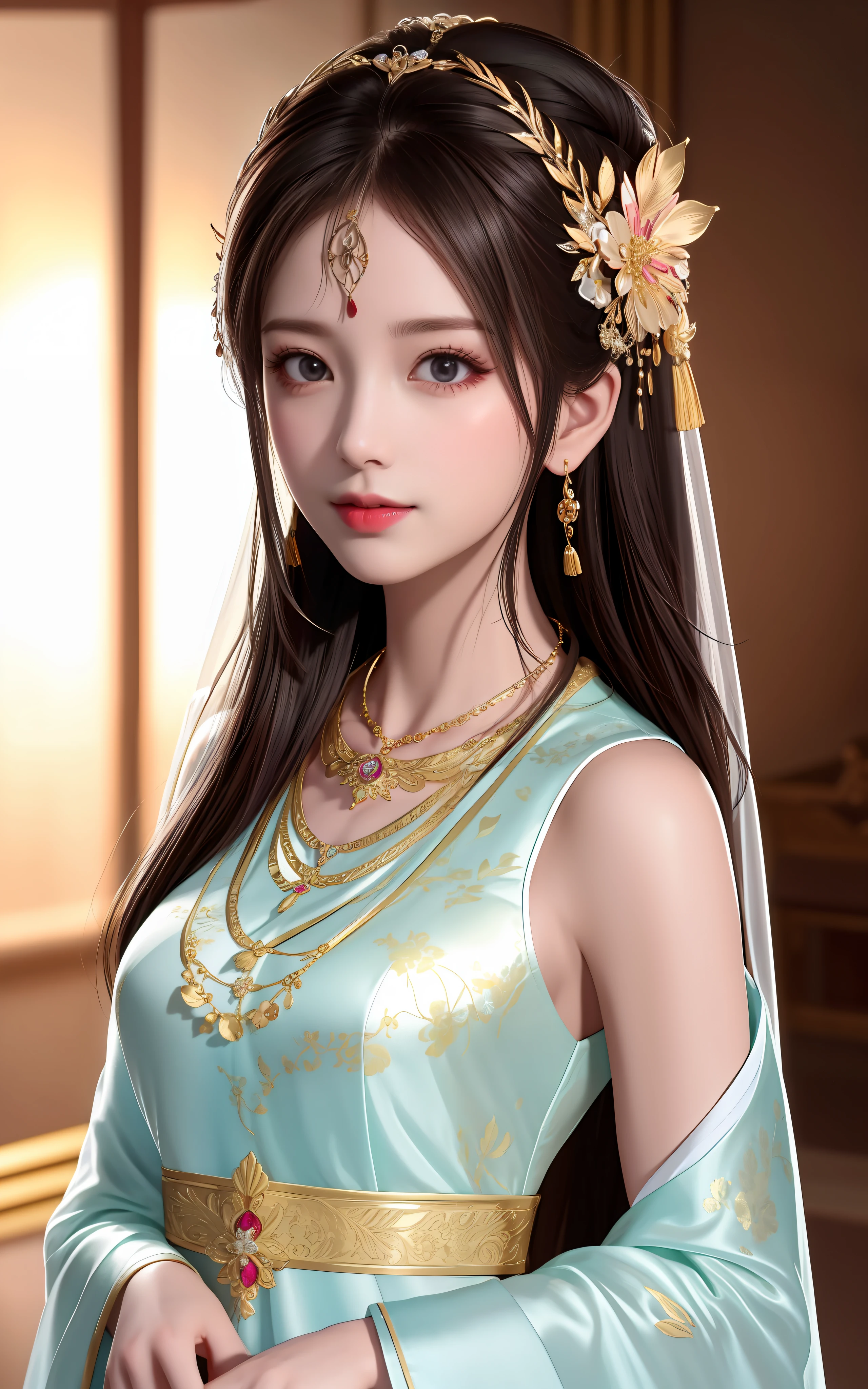 best quality, masterpiece, highres, 1girl,china wedding dress,hair ornament,necklace, jewelry,Beautiful face,upon_body, tyndall effect,photorealistic, dark studio, rim lighting, two tone lighting,(high detailed skin:1.2), 8k uhd, dslr, soft lighting, high quality, volumetric lighting, candid, Photograph, high resolution, 4k, 8k, Bokeh