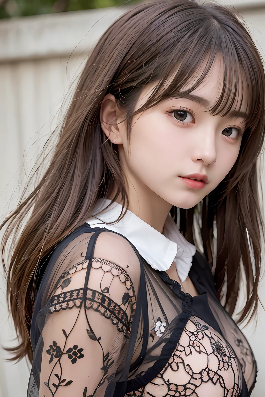 top-quality、masterpiece、(Realism:1.2)、女の子 1 人、brown haired、brown-eyed、frontage、A detailed face、beautidful eyes、full bodyesbian、fullnude、