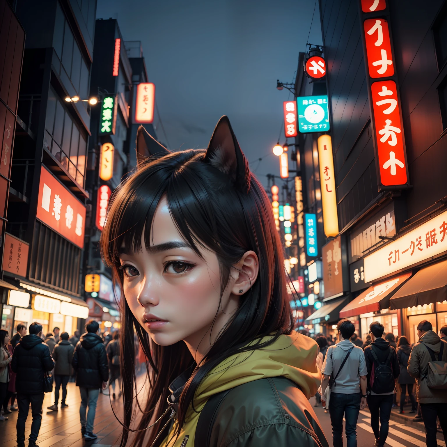 tokyo night, paisagem, perpectiva, dog, pessoas, people, ultra hd