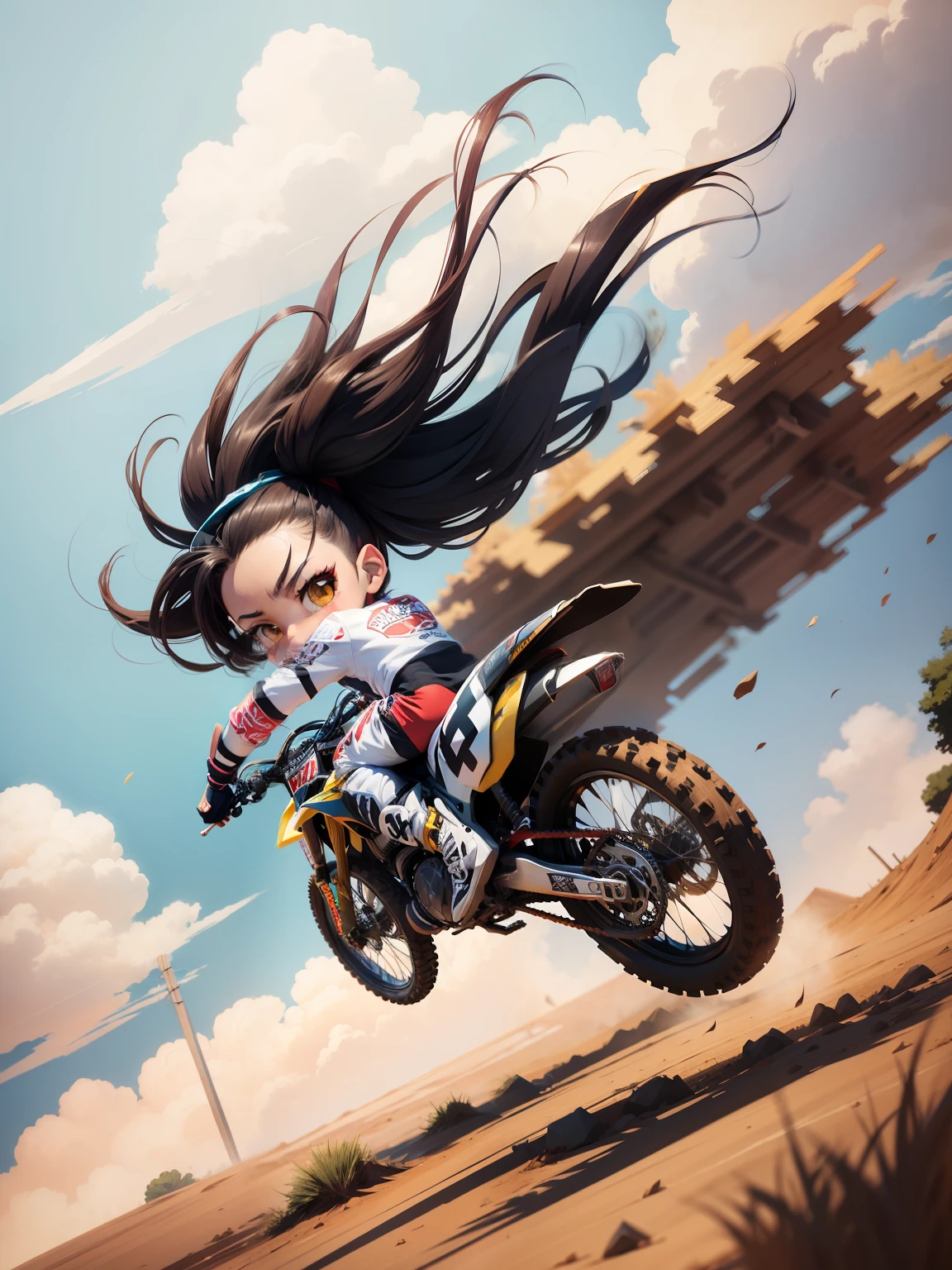 Anime style, Cartoon style, motocross