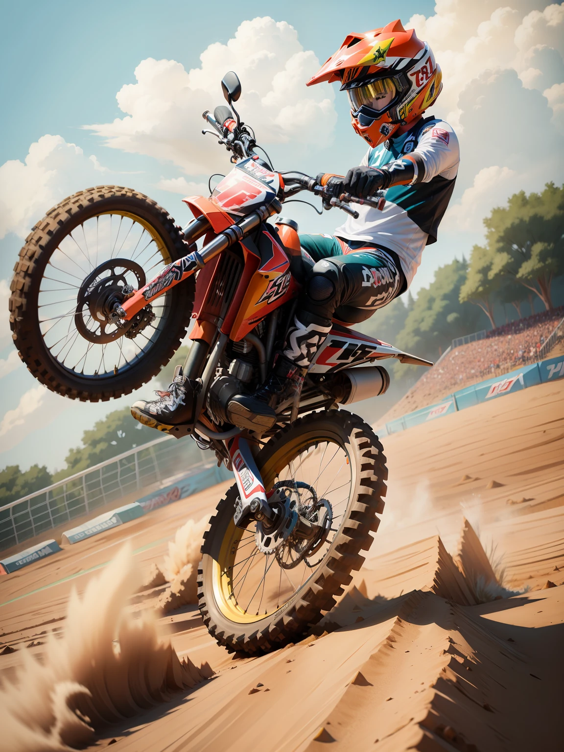 Anime style, Cartoon style, motocross