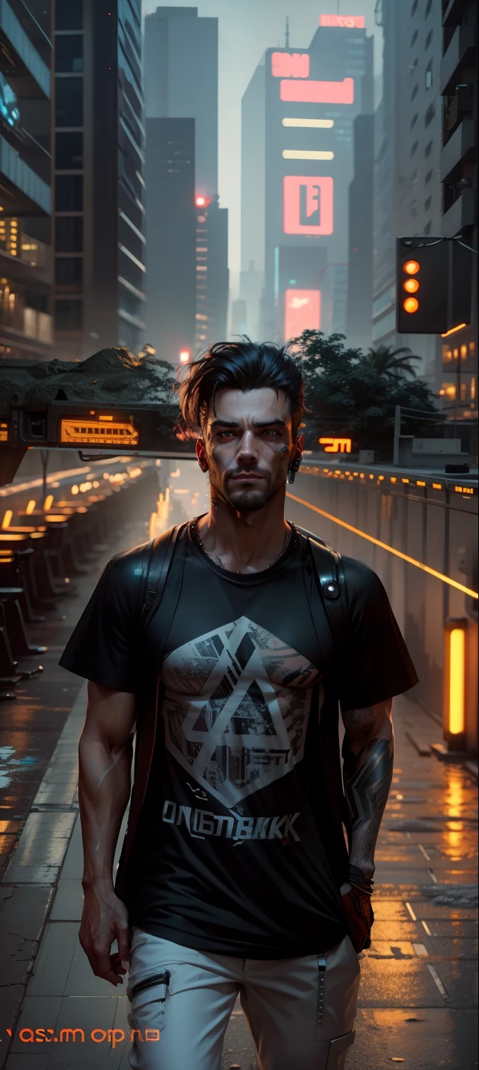 Cyberpunk handsome man look, realistic,8k