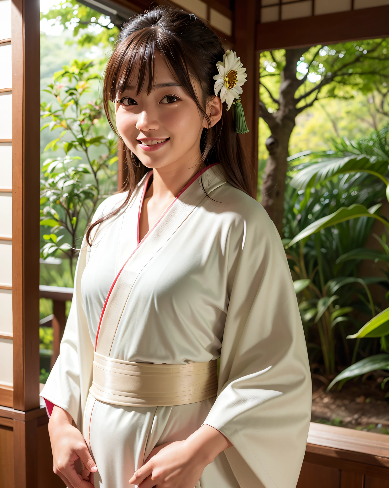 best quality, face focus, (depth of field) ,ultra high res, (photorealistic:1.4), RAW photo, Japanese-style room, alcove, hanging scroll
(portrait:1.4)
1japanese girl, solo, cute, smile, (brown eyes), natural face, (midi hair),
(kimono:1.5)