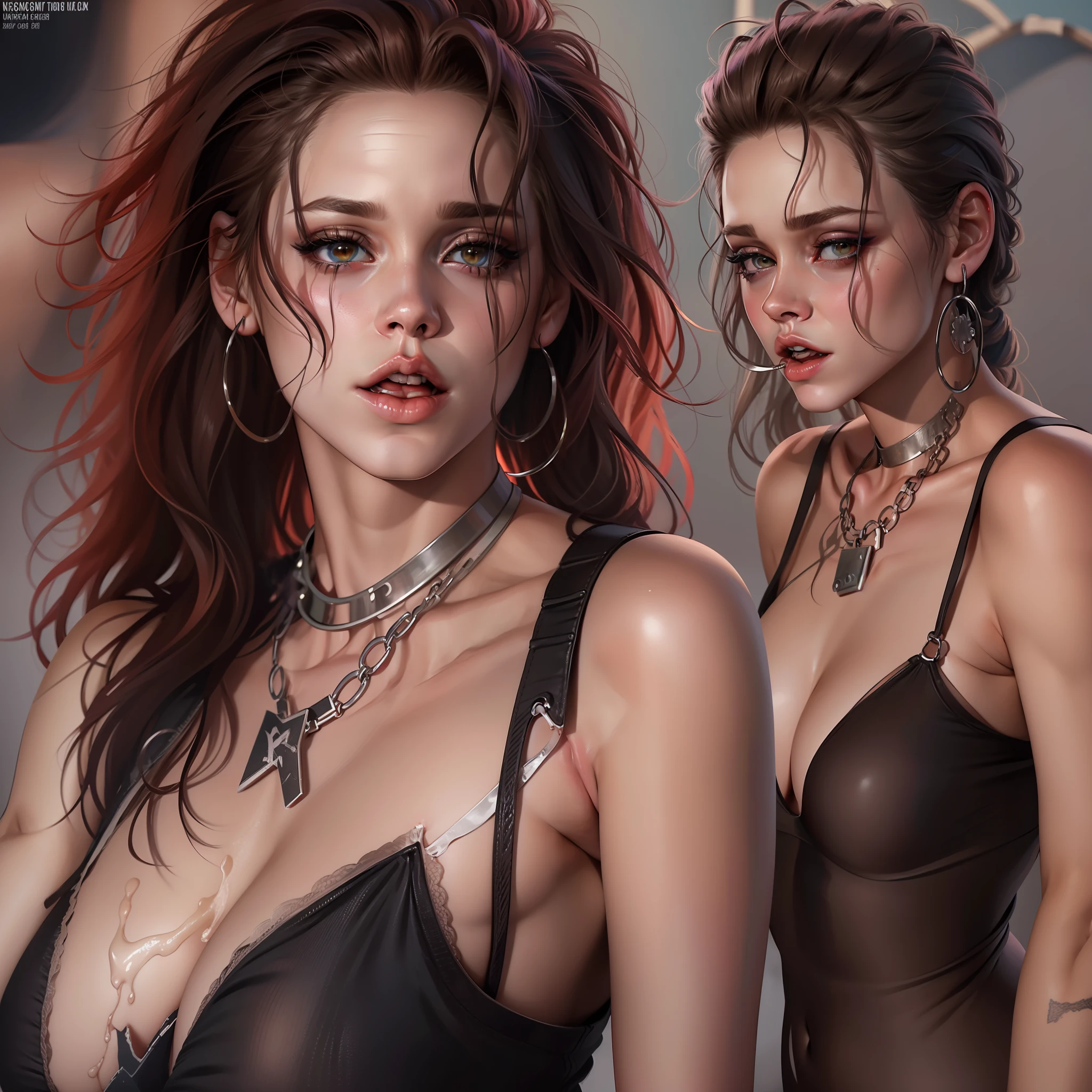 Kristen Stewart (20 yo) in spitroast gangbang with men, cumming inside, sucking on long dick, giving (deepthroat blowjob), retrowave colours, ahegao, high makeup, big hoop earrings, wearing collar, long red nails, covered in cum, excessive cum all over body, (Kristen Stewart has c cup boobs), (naked nipples). (excessive cum on face and body), (cum all over Kristen Stewart body). (long penises), (group gang bang), (a lot of naked men). (breast grab). (oral sex), (vaginal sex), (anal sex), (long hair) (punk) (petite body), (cum all over) (covered in cum) (cum dripping) (cum on face) (tears in eyes), retrowave, retrowave neon lights, masterpiece, ultra detailed, realistic, highres, 8k