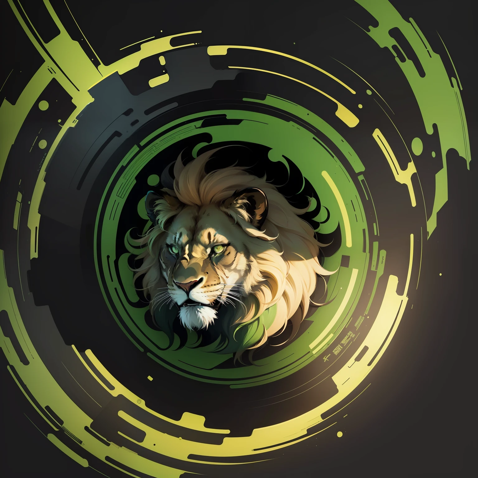 1lion(Round logo: 1.5)(Black & Green: 1.5)(Ultra High Quality,unparalleled masterpiece:1.4)(Realism:1.2),(Realisitc:1.2)(absurdres:1.2)anime style,4k,Extremely perfect pixels,Detailed,A highly detailed,digital art,Flat vector art