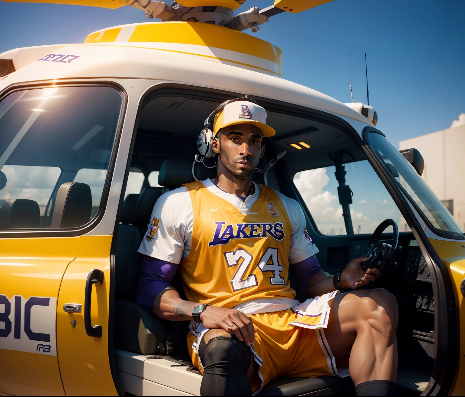 Kobe Bryant in a helicopter