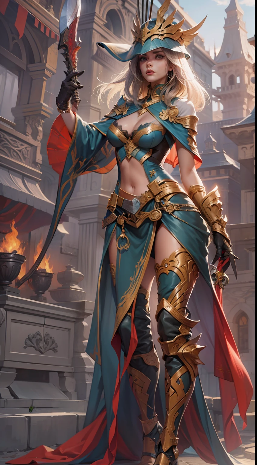 Beautiful woman in insanely intricate Spellblade Outfit