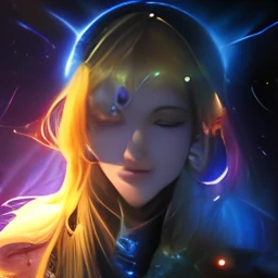 (masterpiece, top quality, best quality, official art, beautiful and aesthetic:1.2), (1girl), extreme detailed, (fractal art:1.3), colorful, highest detailed, perfect face, upper body, HDR, (praying:1.3), (white cloak golden lines:1.2), galaxy, (light streaks), striking visuals, (dynamic streaks, luminous trails:1.2), vibrant colors,