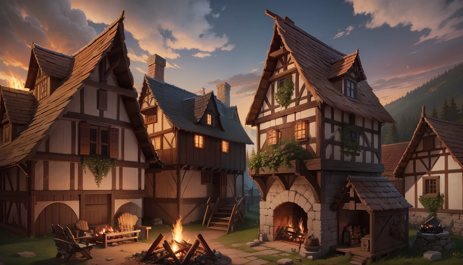 medieval village (put a campfire in the middle)