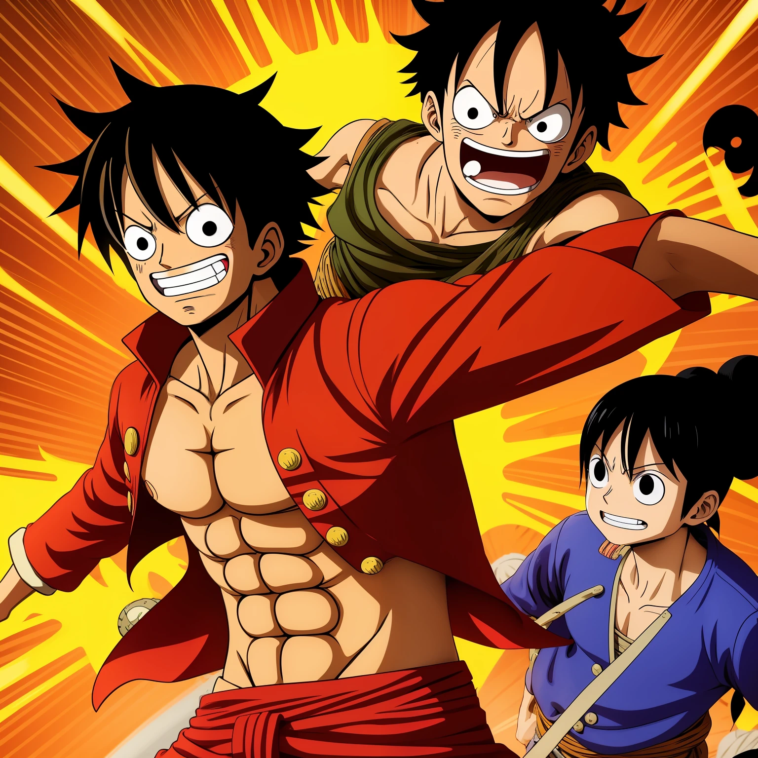 (Detailed description) (melhor qualidade) Luffy encontra o one piece