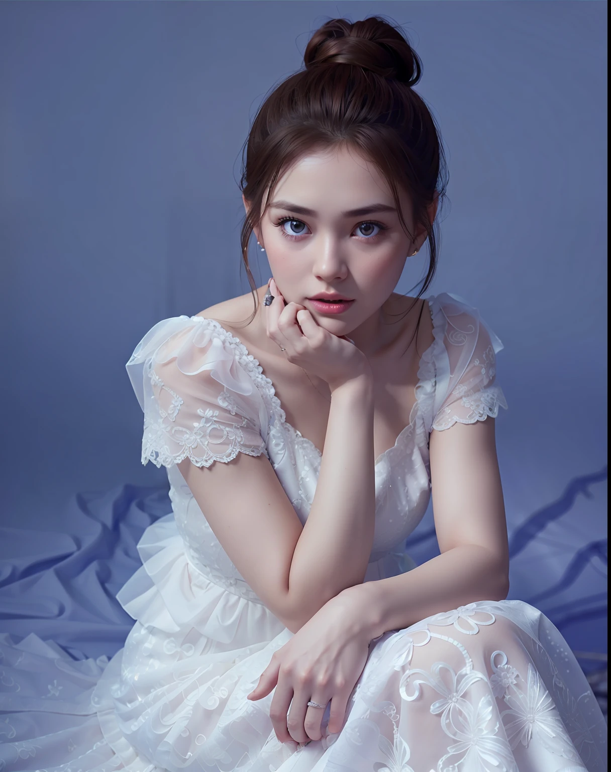 1 girls, beautiful face, sweet girl, ultra detail,white dress, beautiful eyes, beautiful lips, (detailed face, beautiful face, full makeup)), full_body,outdoors, realistic,(medium), photorealistic, (ultra-detailed:1.2),detailed light, HDR,