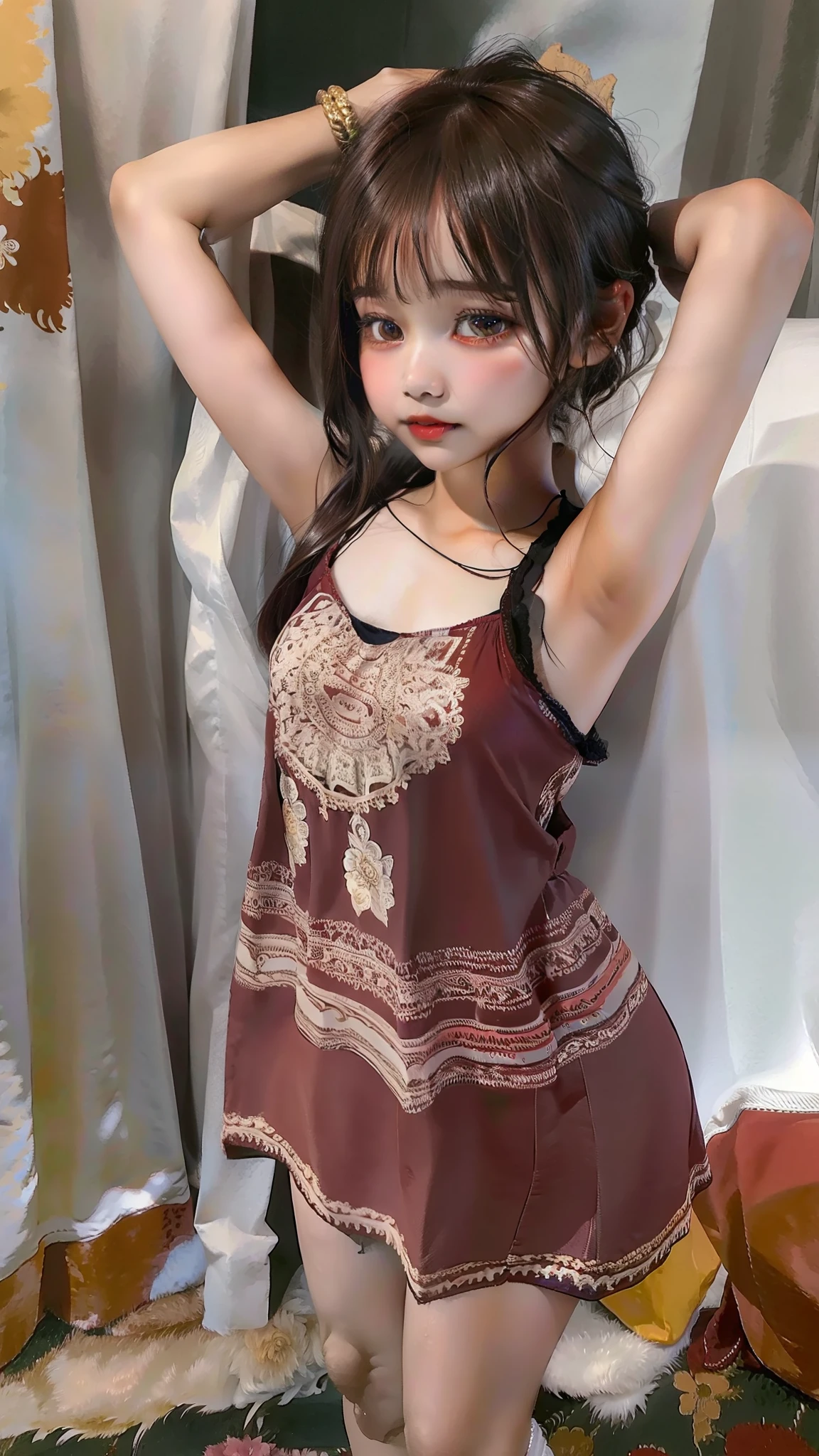 Cute , indian girl, short dress.