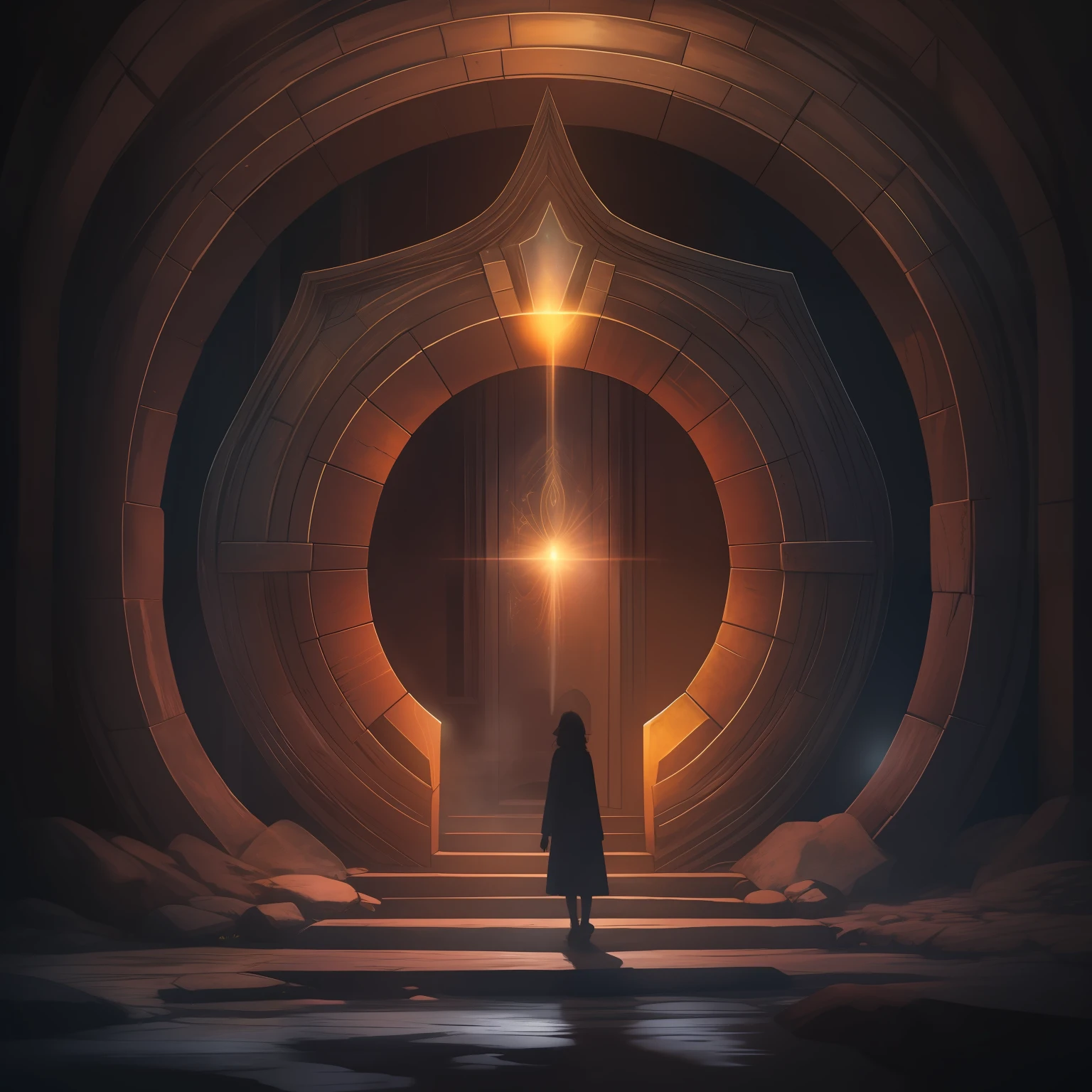 A mysterious portal, with a glowing light emanating from within, beckoning a traveler to explore the past.