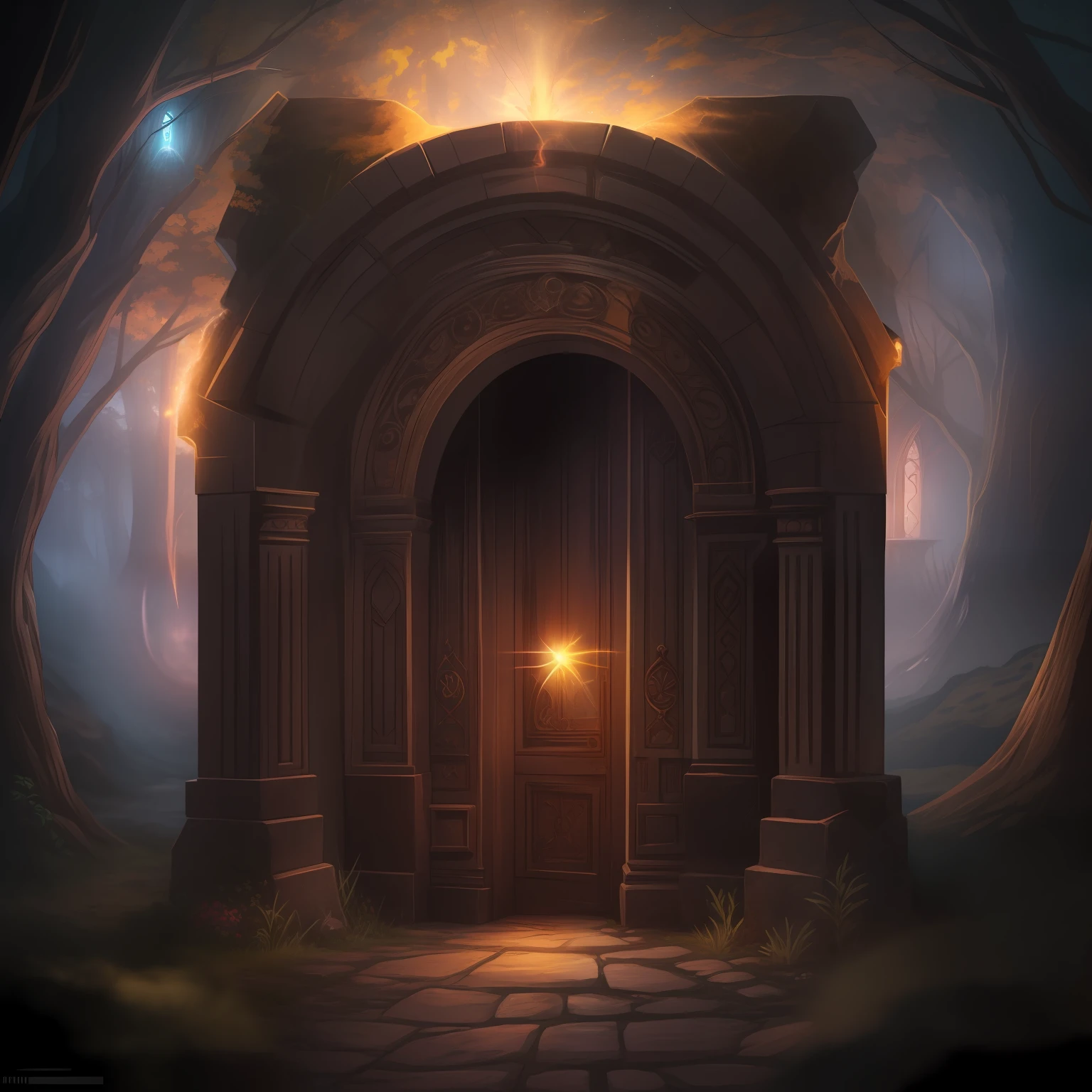 A mysterious portal, with a glowing light emanating from within, beckoning a traveler to explore the past.
