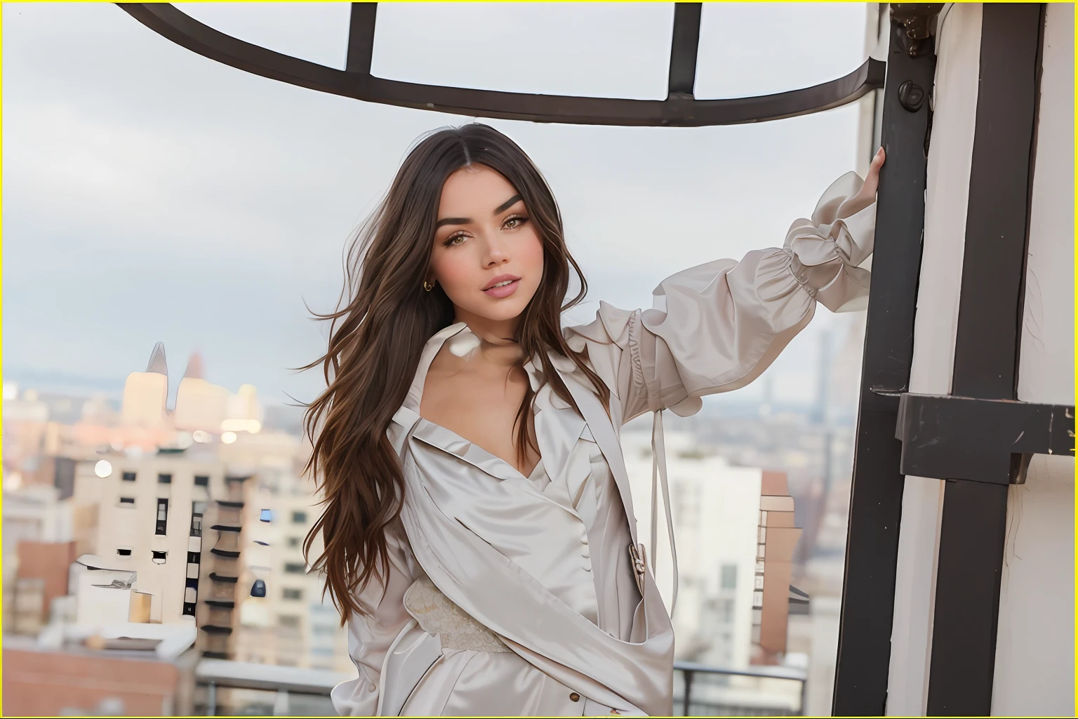 a woman standing on a balcony with a city in the background, Madison Beer Girl Retrato, victoria justice, olivia culpo, Olivia Culpo como Milady de Winter, Cerveja Madison, lucy hale, Kailee Mandel, julia sarda, :: Cerveja Madison, Charli Bowater, Cerveja Soft Devil Queen Madison, Dua Lipa, Violeta Myers, Christina Kritikou, Photo Session