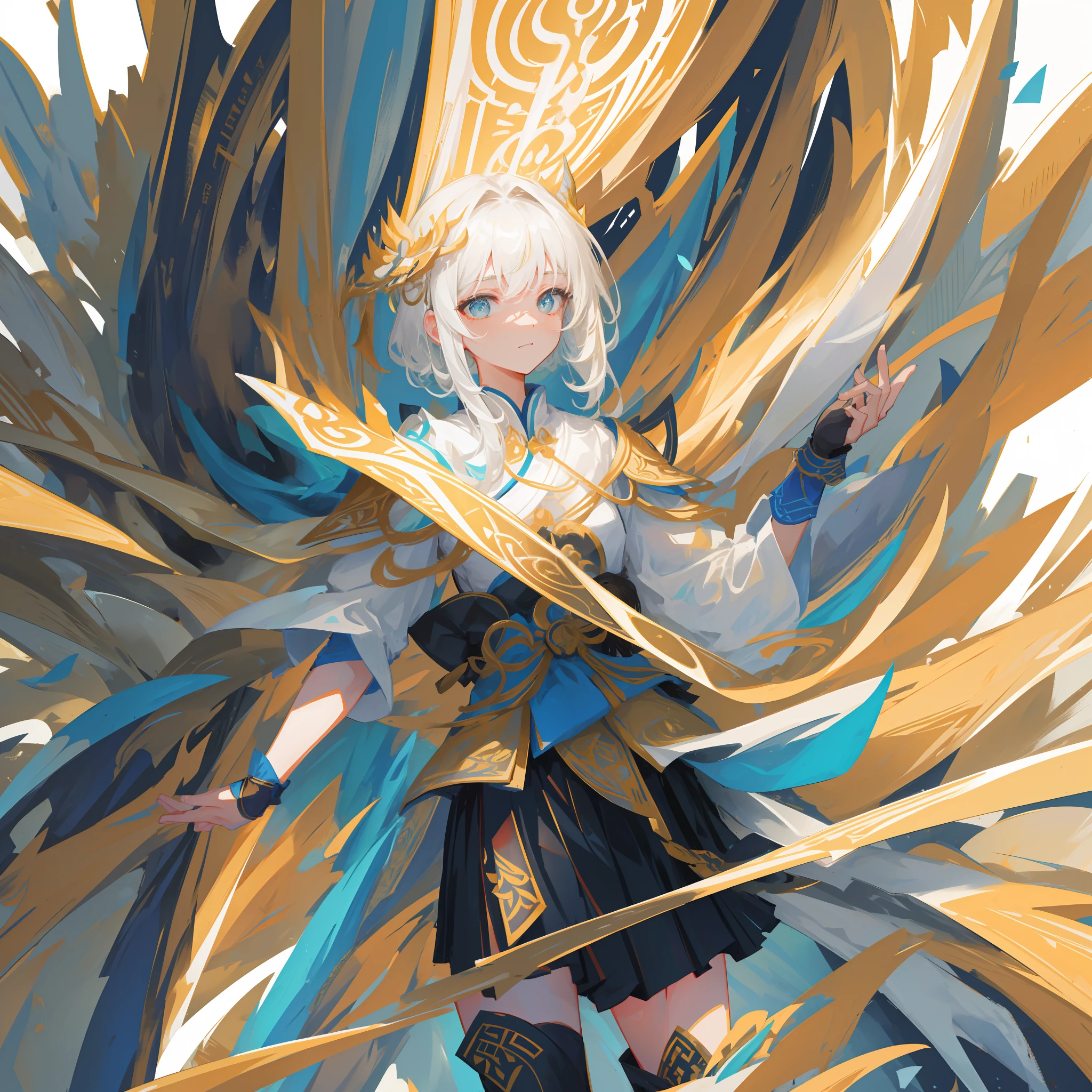 high qulity，A high resolution，A masterpiece,Ancient wind,A female warrior，Carrying a sword on his back，Wearing new Chinese clothes，The skirt has an extremely delicate layering，（Mainly light tones，elegant，Noble)There is ink wind，Close-up of people，
