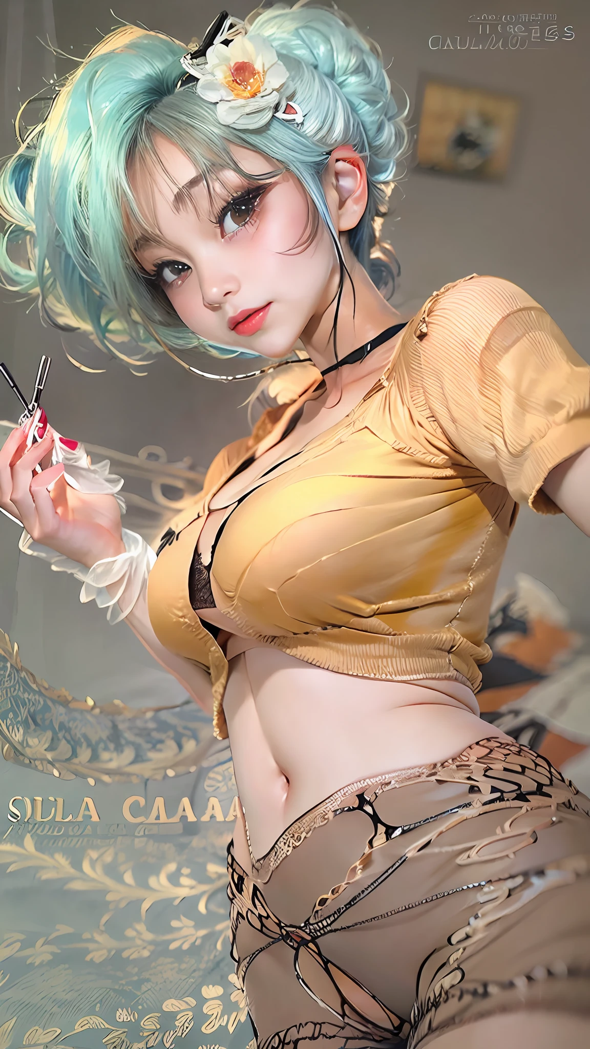 Chica de anime, lolita, muy joven, hentai, caliente, japonesa,  piel clara, only in dental floss, vista trasera, cuerpo esbelto, aceitada, trasero mediano, smal boobs, pezones visibles,  vagina bien marcada, visible, clitoris marcado, 1 sola chica, estilo anime de akira toriyama, bulma dragon ball