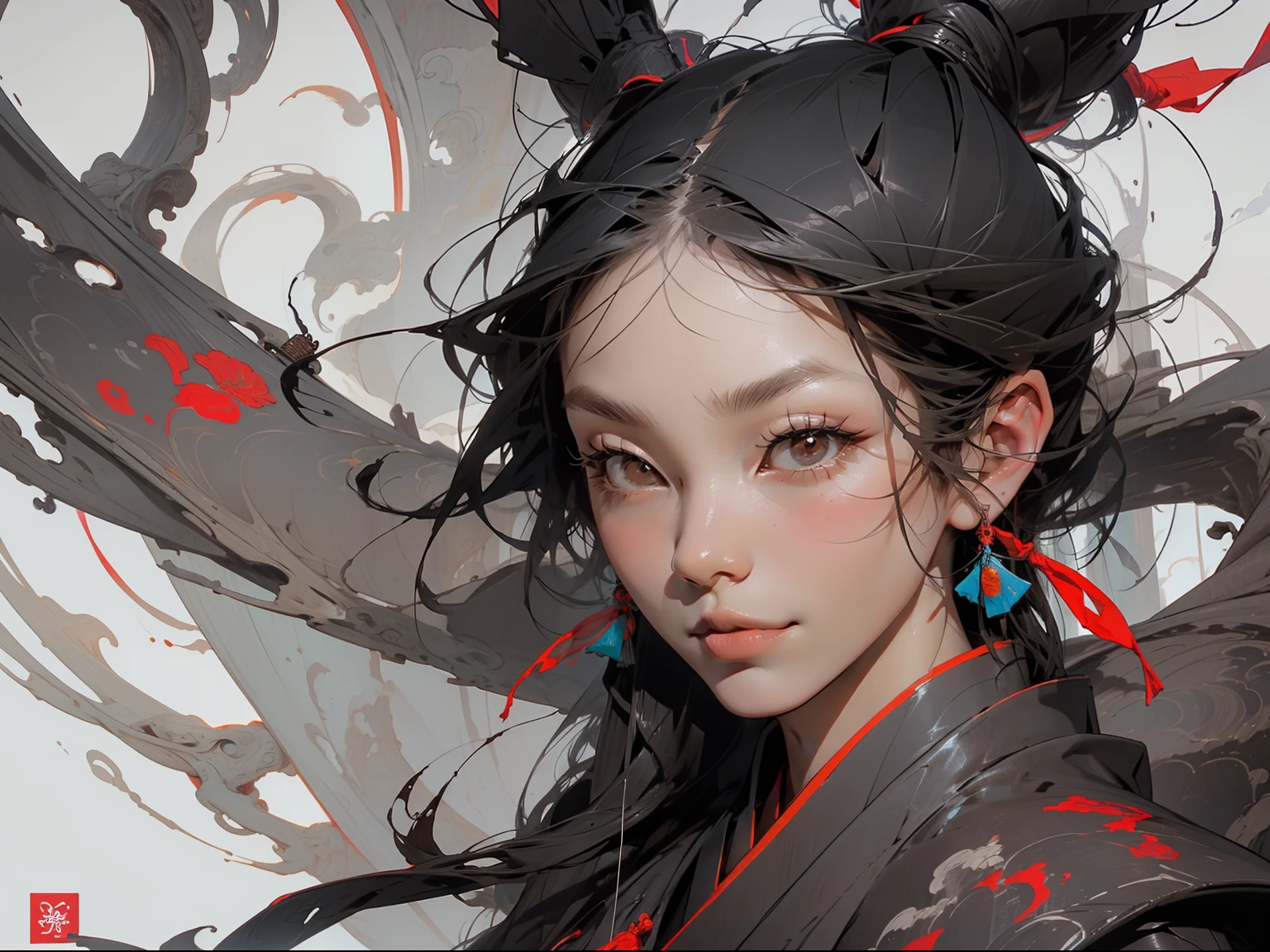 Chinese Taoist female samurai，8k wallpaper，Hanfu，超高分辨率，xiuxian，face repair，Hand detail，
