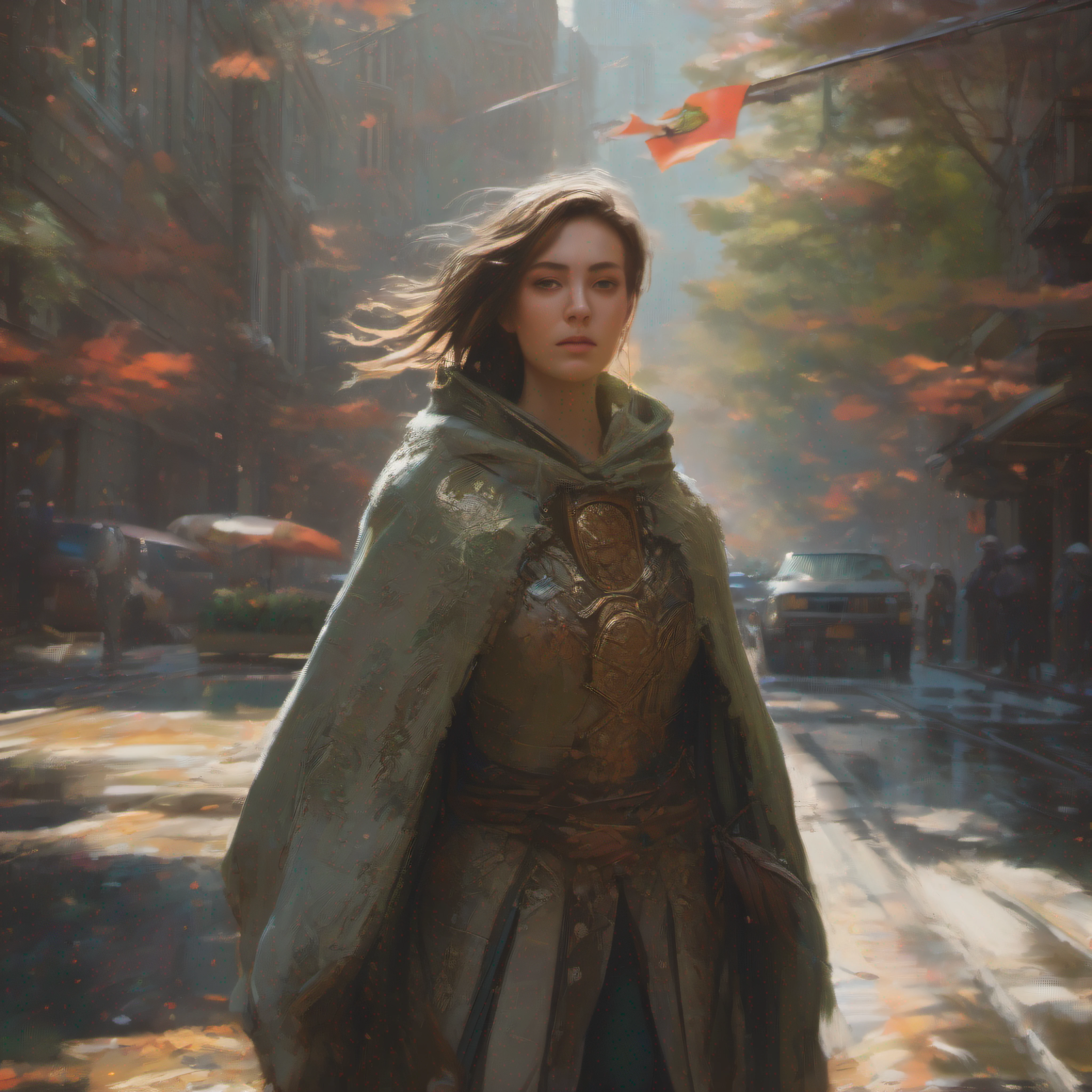 modelshoot style, (extremely detailed CG unity 8k wallpaper), full shot body photo of the most beautiful artwork in the world, cloak armor, professional majestic oil painting by Ed Blinkey, Atey Ghailan, Studio Ghibli, by Jeremy Mann, Greg Manchess, Antonio Moro, trending on ArtStation, trending on CGSociety, Intricate, High Detail, Sharp focus, dramatic, photorealistic painting art by midjourney and greg rutkowski