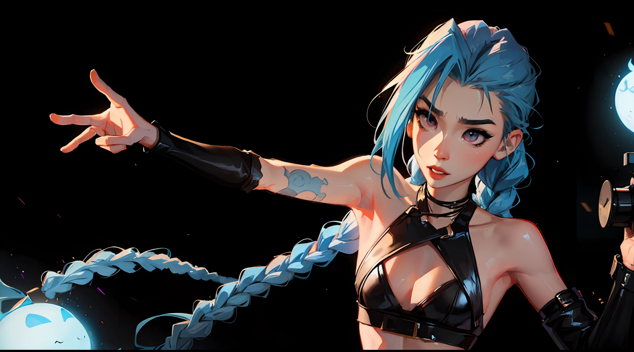 jinxlol, sexy, dynamic pose, dslr, 4k, 8k, textured skin, background